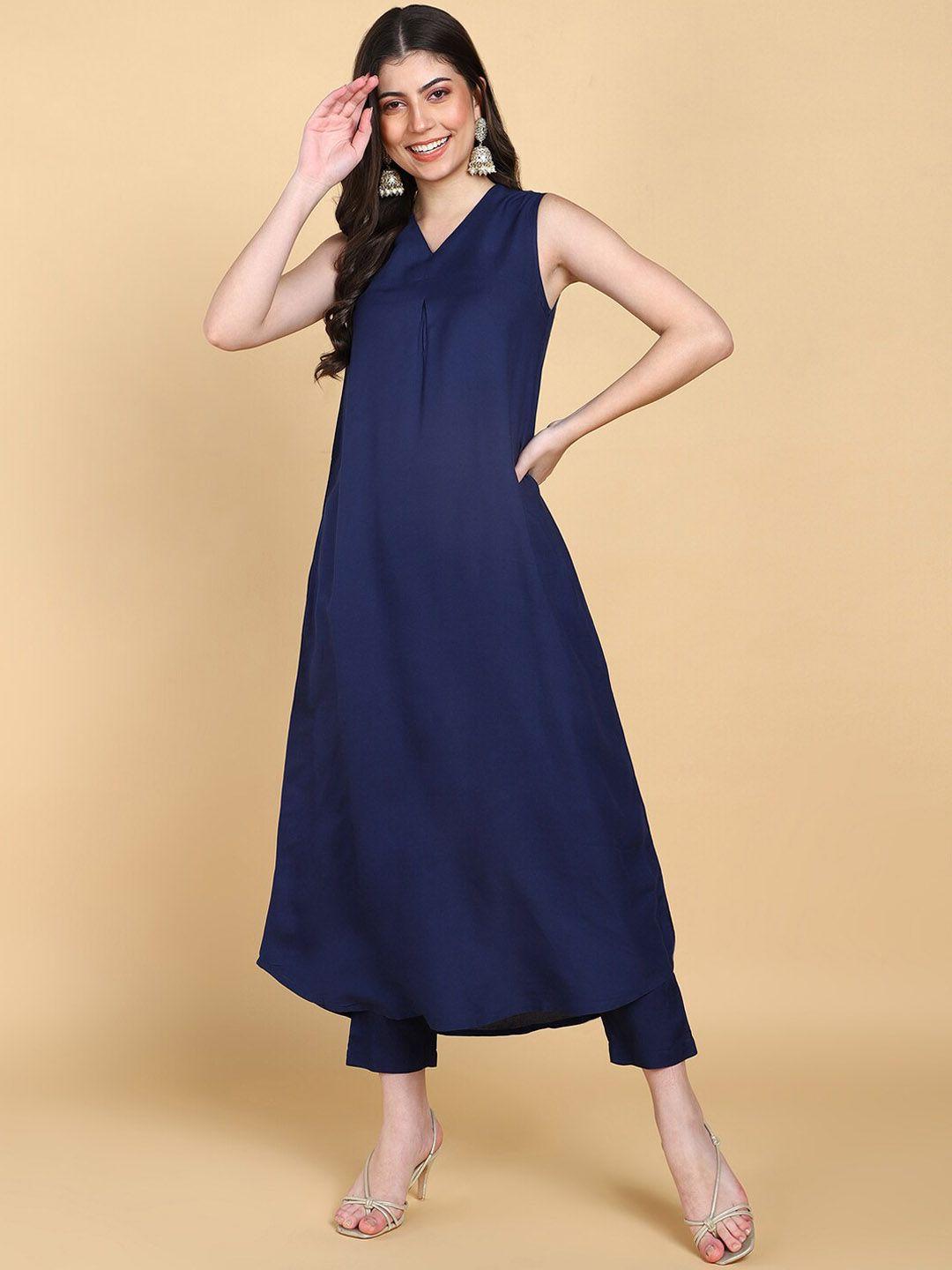 kalini v-neck a-line kurta with palazzos