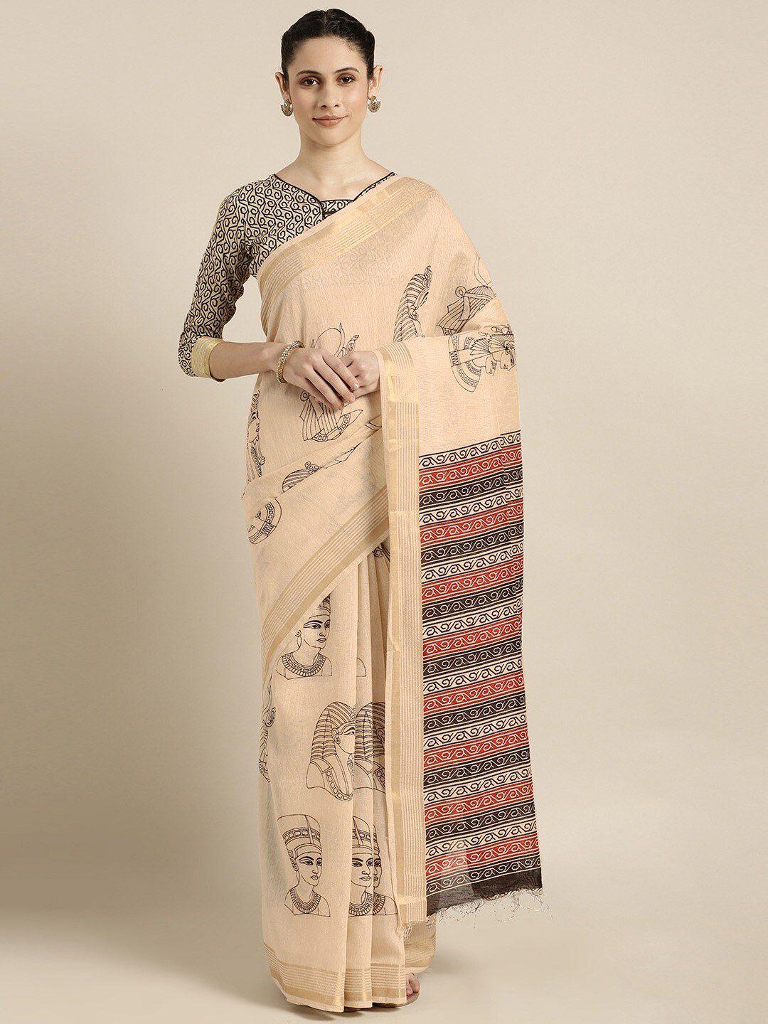 kalini warli printed silk cotton saree