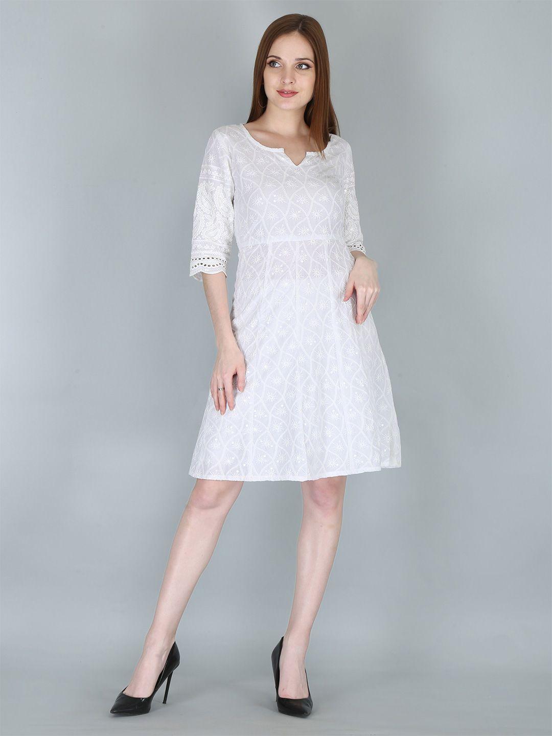 kalini white floral embroidered ethnic dress