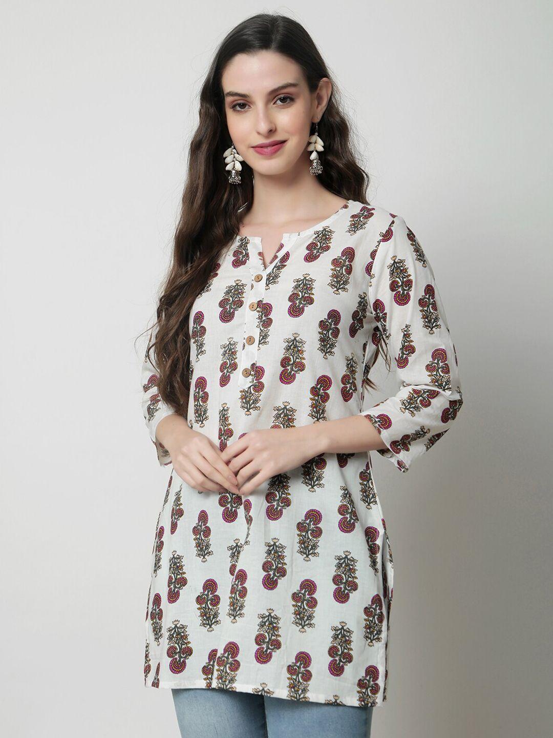 kalini white floral print cotton top