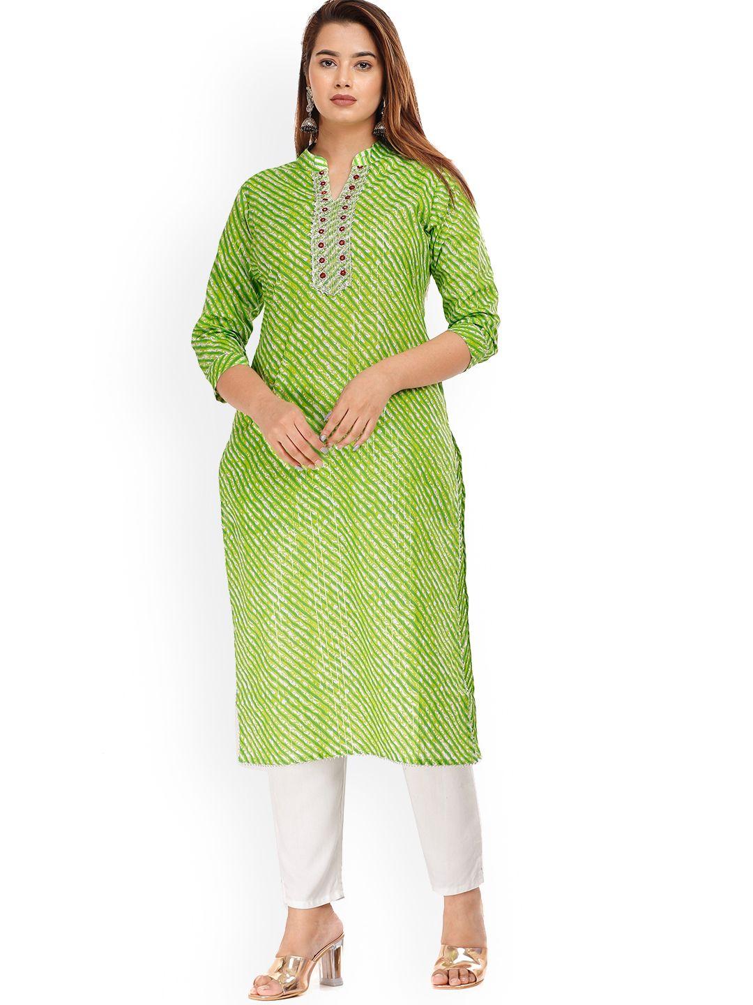 kalini women  leheriya printed thread work kurta