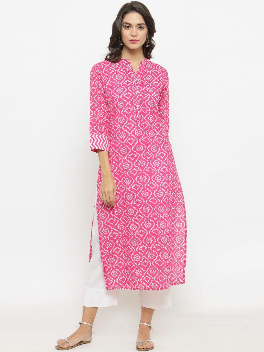 kalini women bandhani printed thread work pure cotton kurta