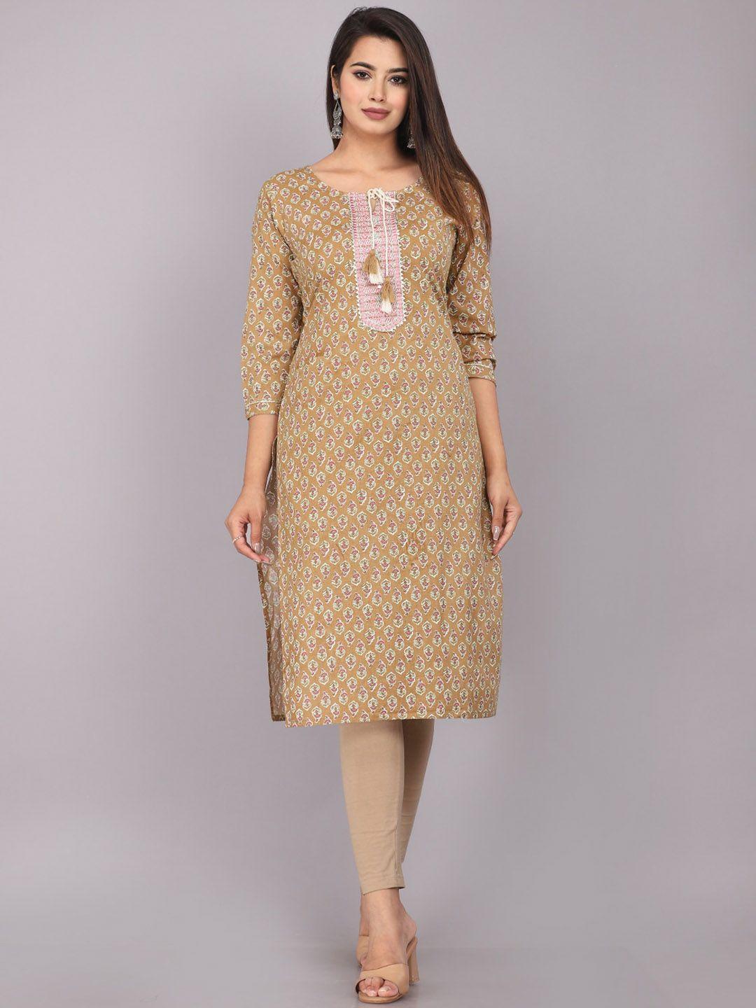 kalini women beige ethnic motifs sequinned kurta