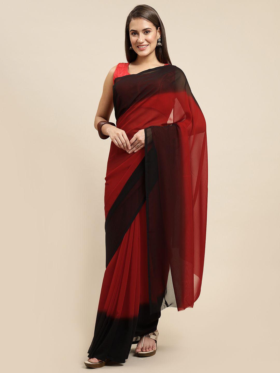 kalini women black & red ombre saree
