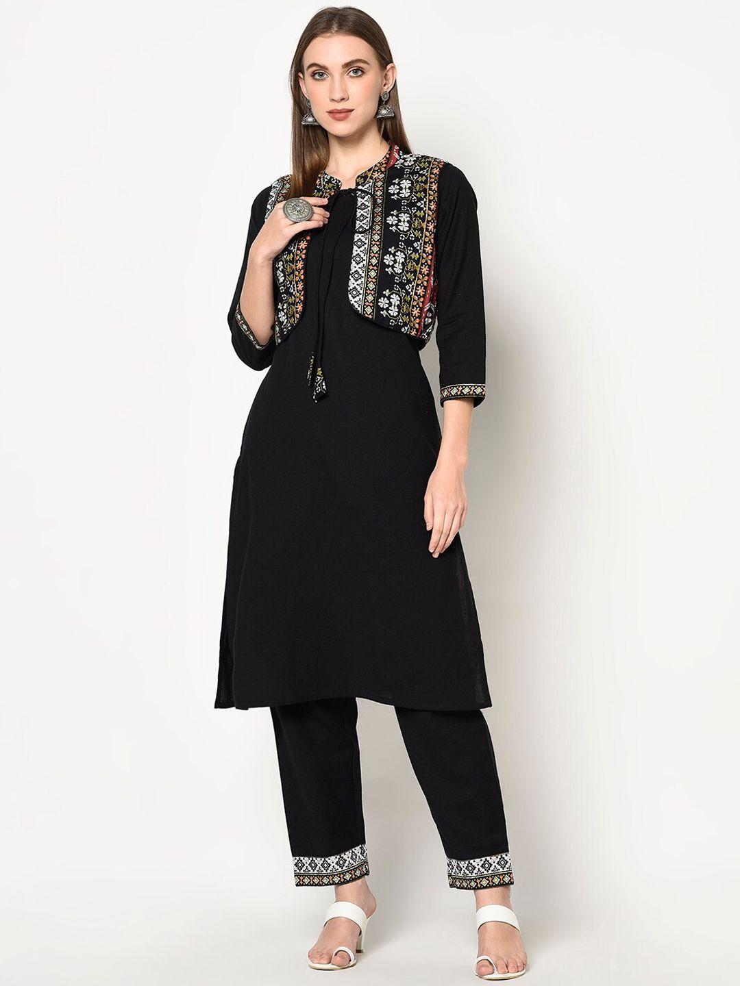 kalini women black kurta with trousers with a jacket