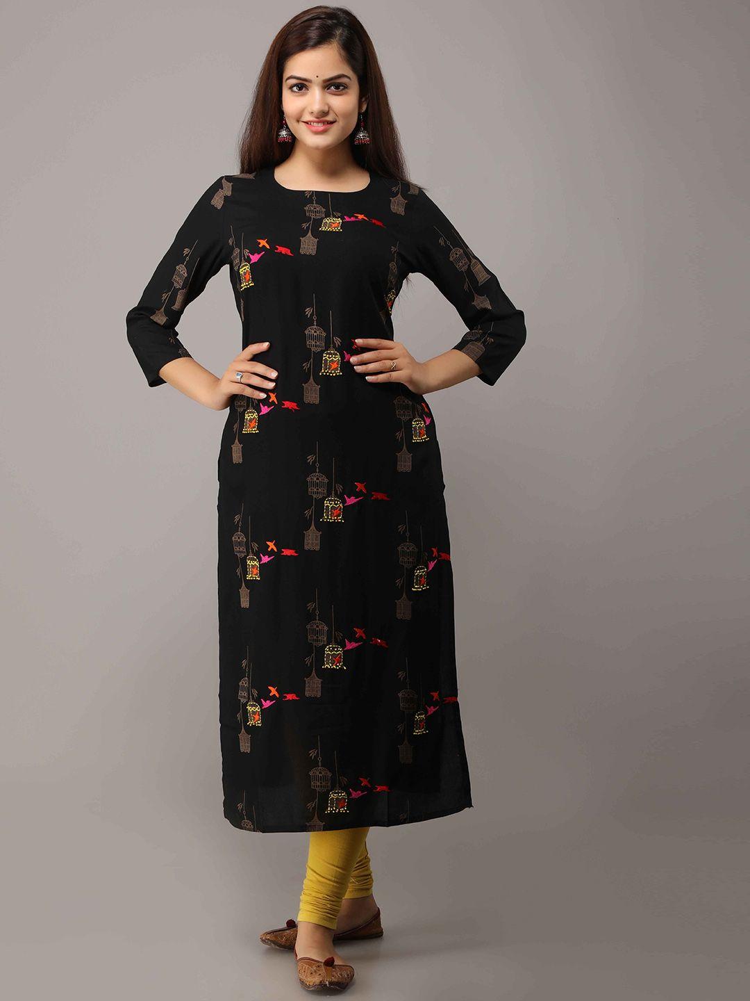 kalini women black printed kurta