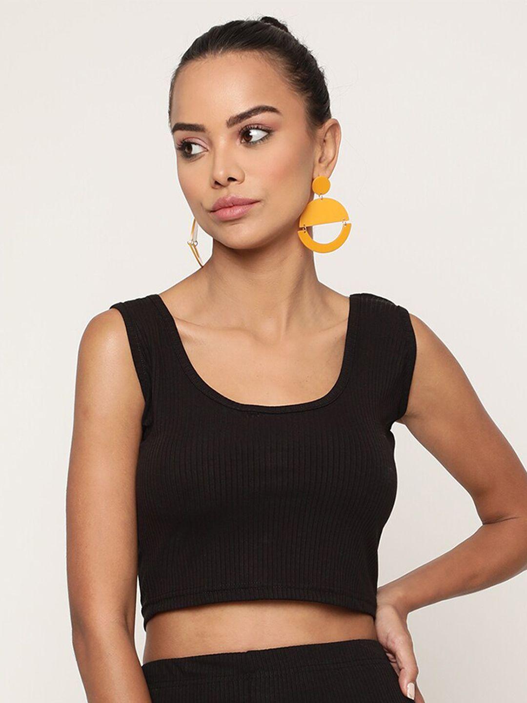 kalini women black sheen crop top