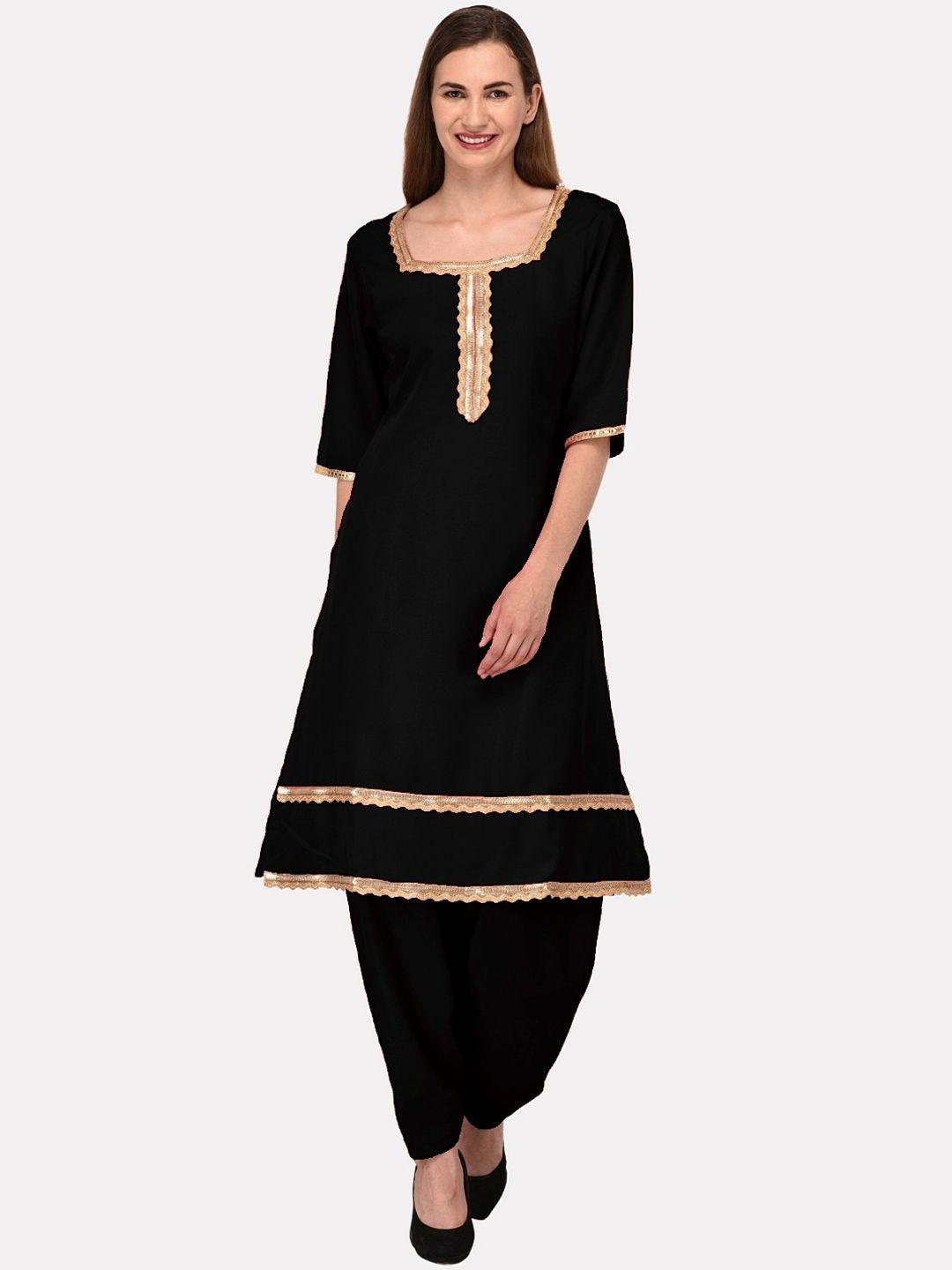 kalini women black yoke design thread work kurta