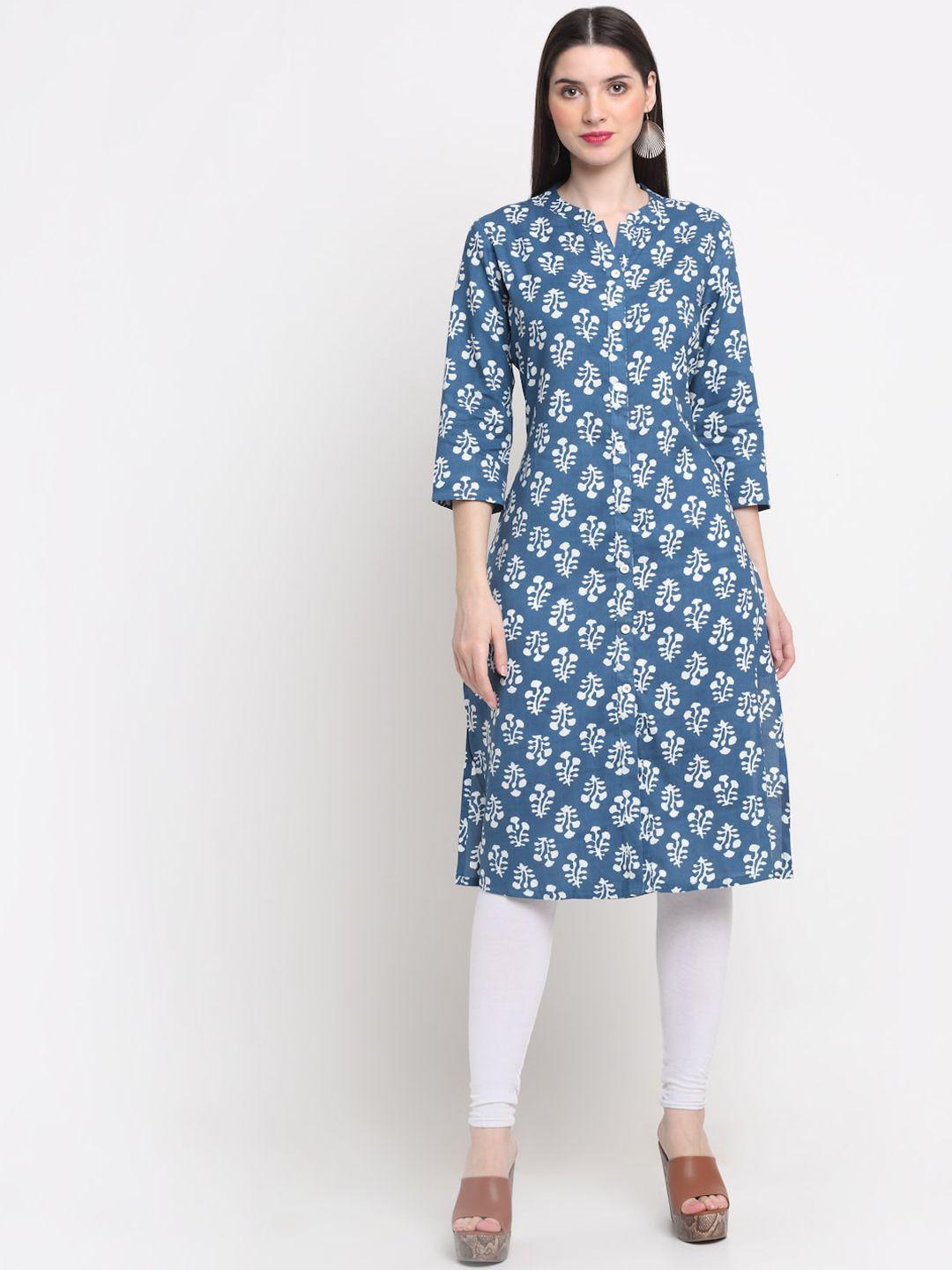 kalini women blue ethnic motifs printed indigo kurta