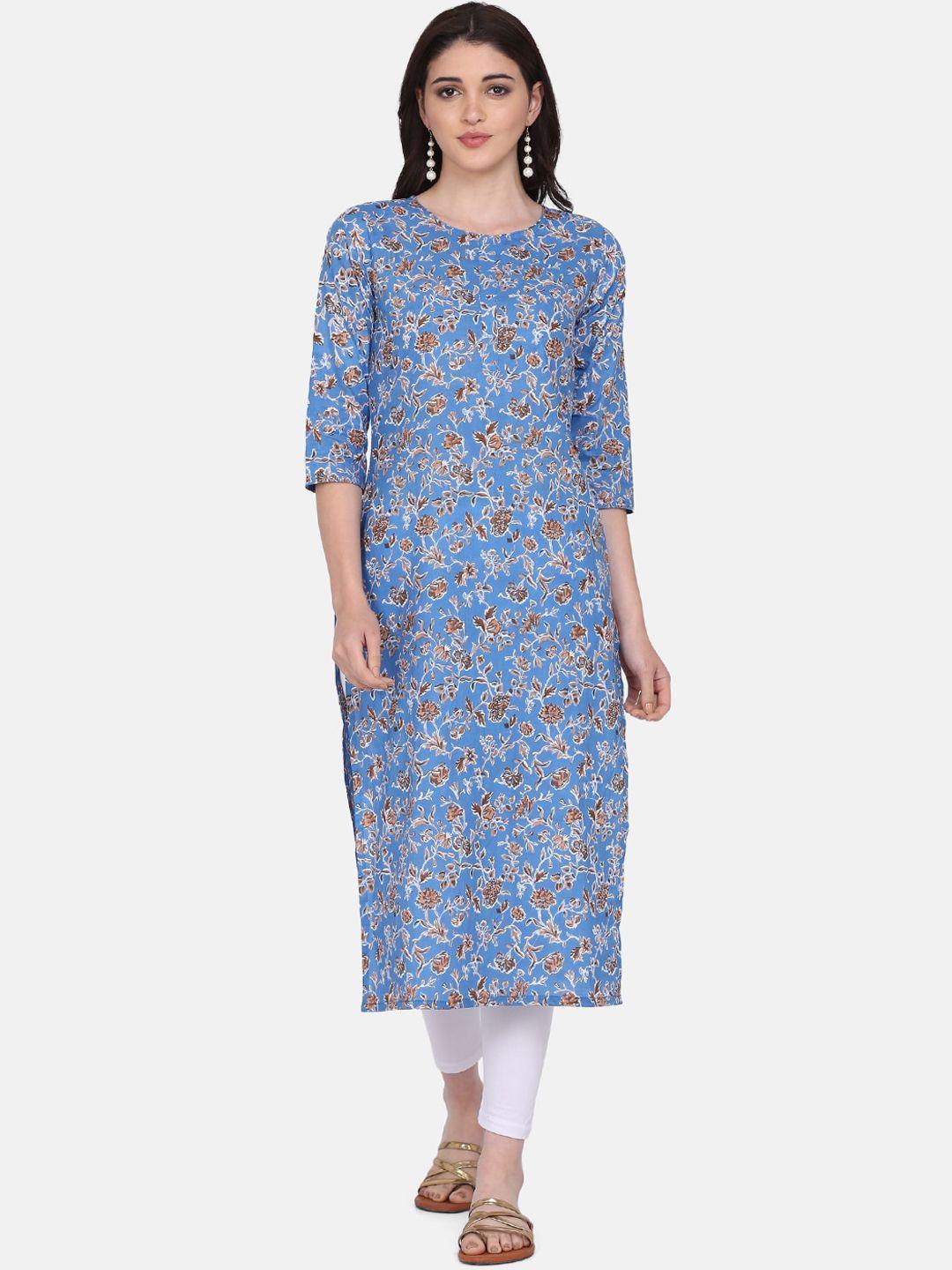 kalini women blue floral printed kurta