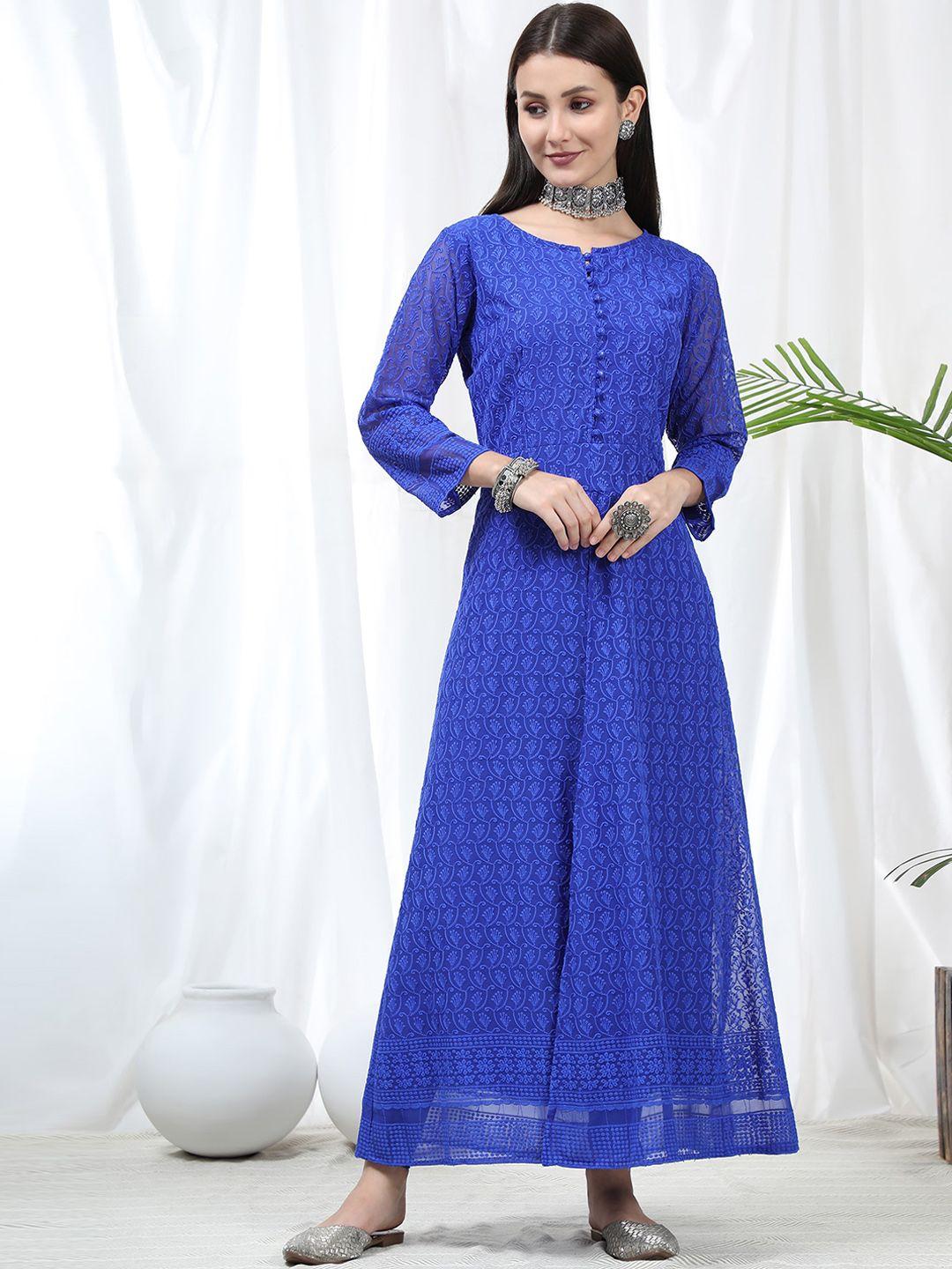 kalini women blue georgette anarkali kurta