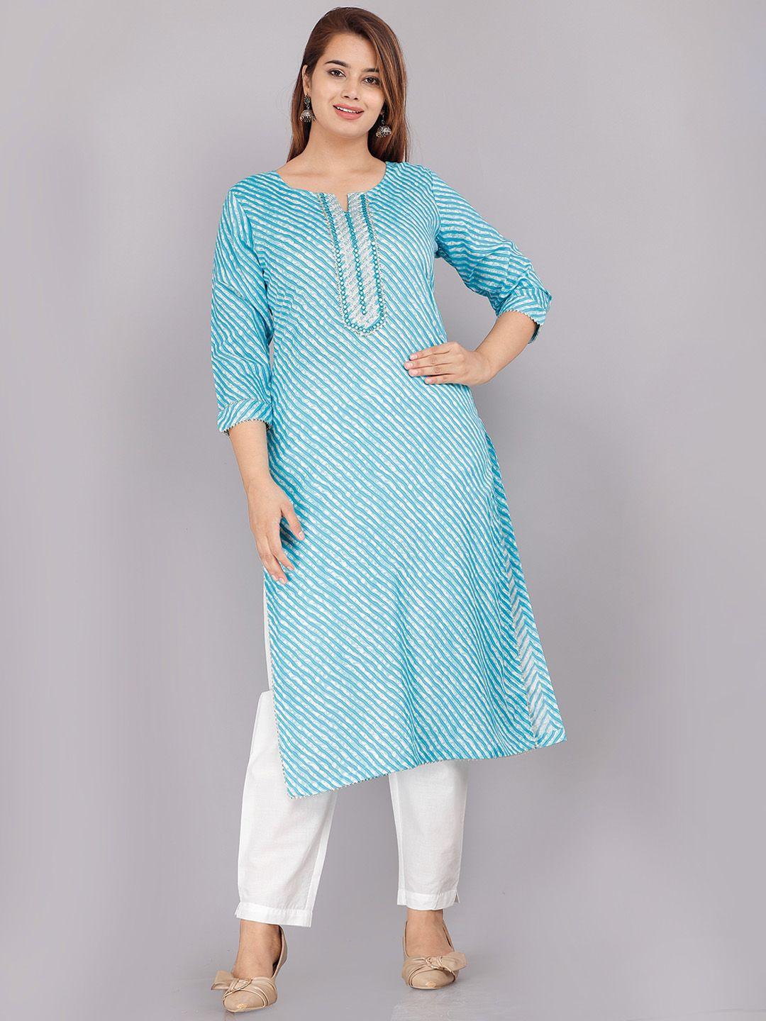 kalini women blue printed cotton kurta