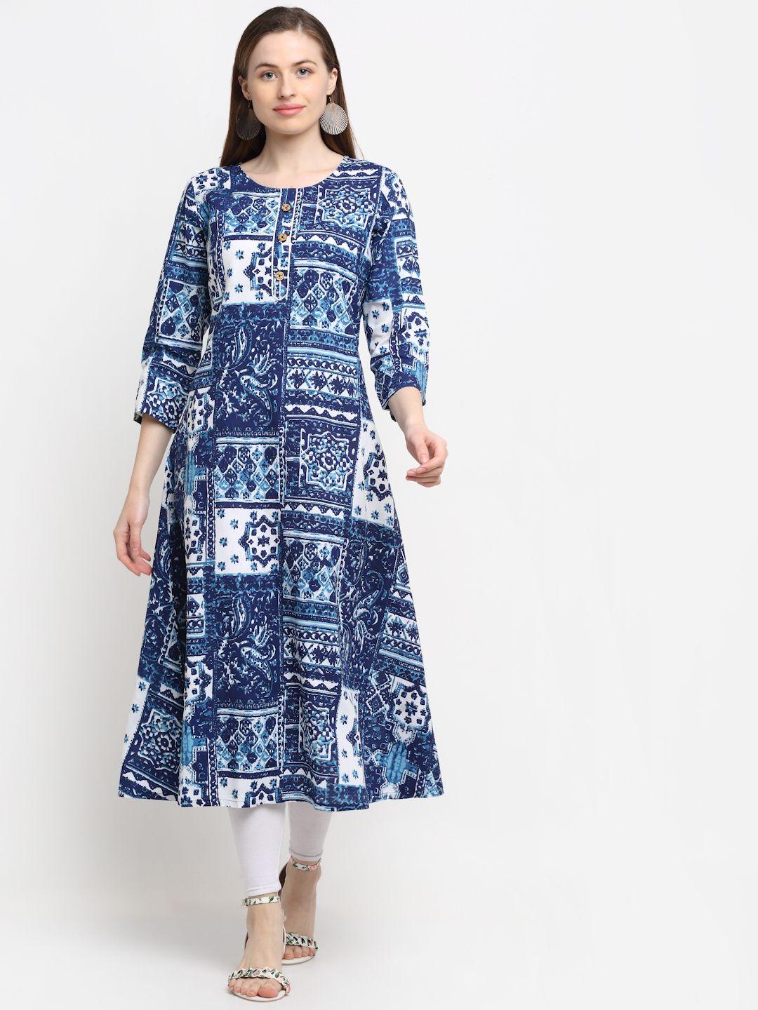 kalini women blue printed kurta