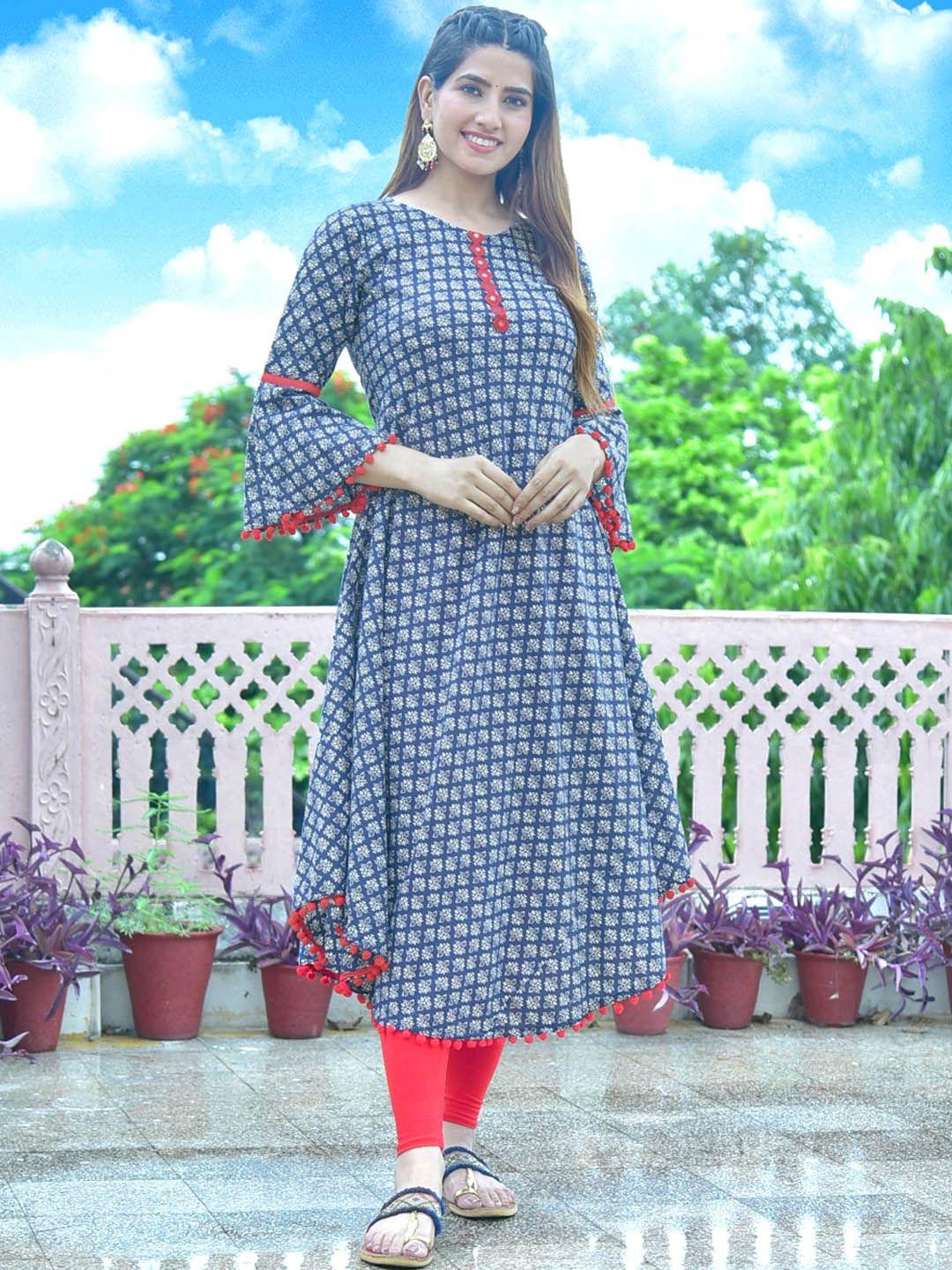 kalini women colourblocked flared sleeves kurta