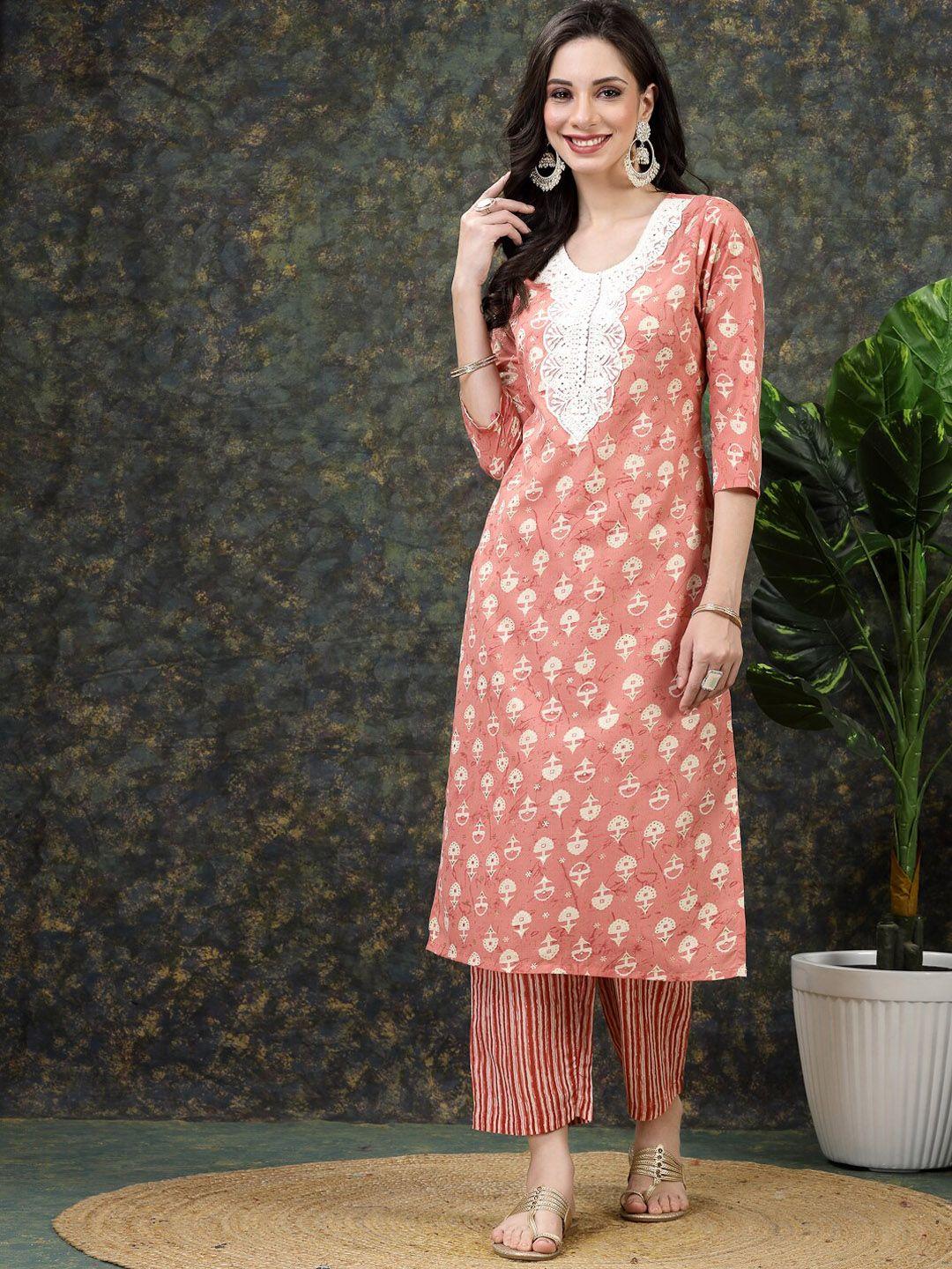 kalini women embroidered regular kurta with trousers