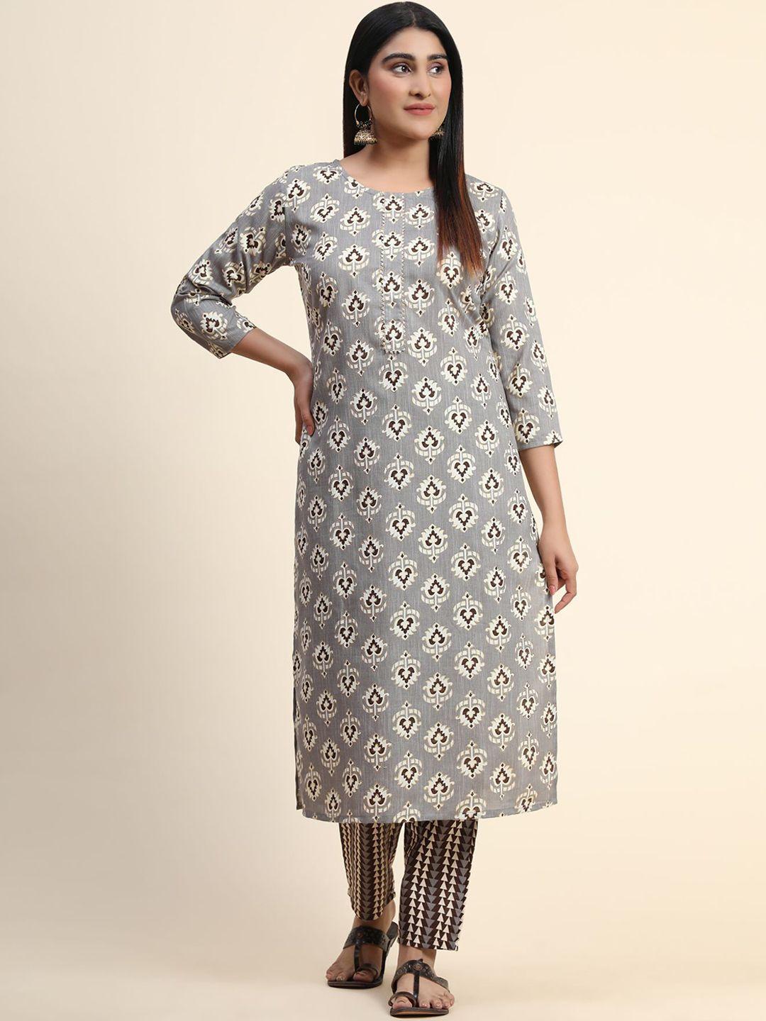 kalini women ethnic motifs printed kurta with trousers