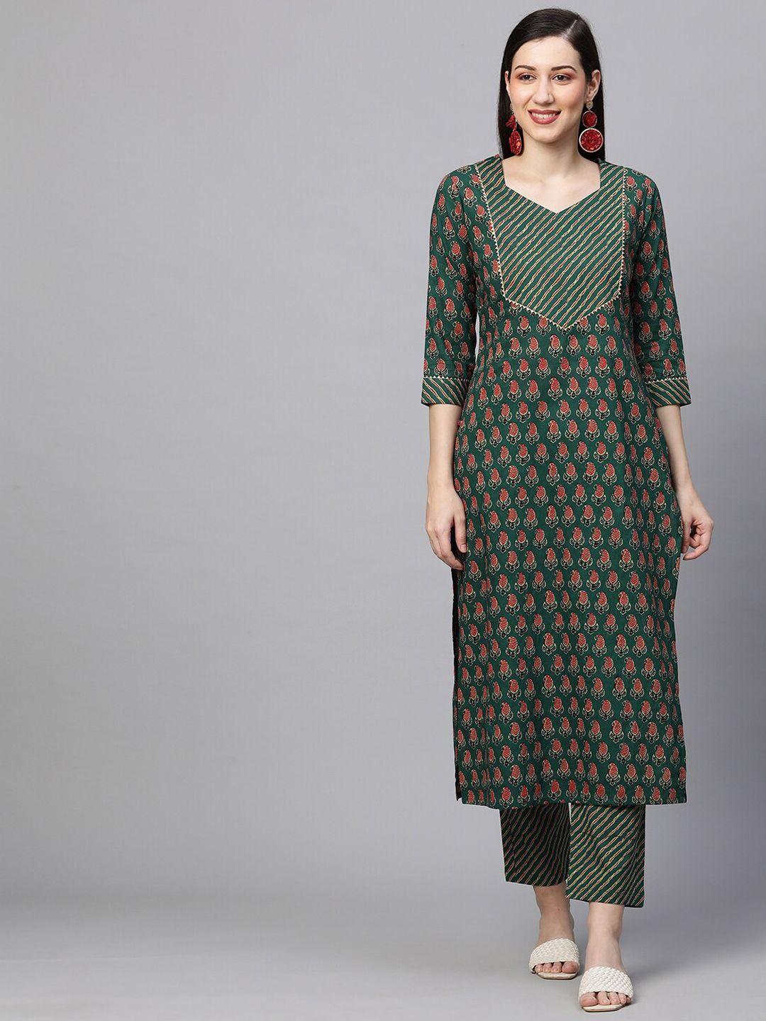 kalini women ethnic motifs printed kurta with trousers