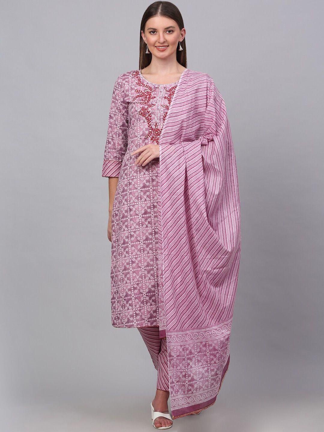kalini women ethnic motifs printed pure cotton kurta with trousers & with dupatta