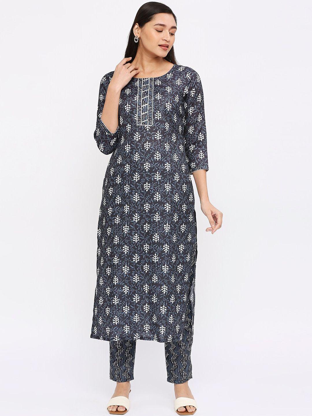 kalini women ethnic motifs printed regular gotta patti kurta with trousers