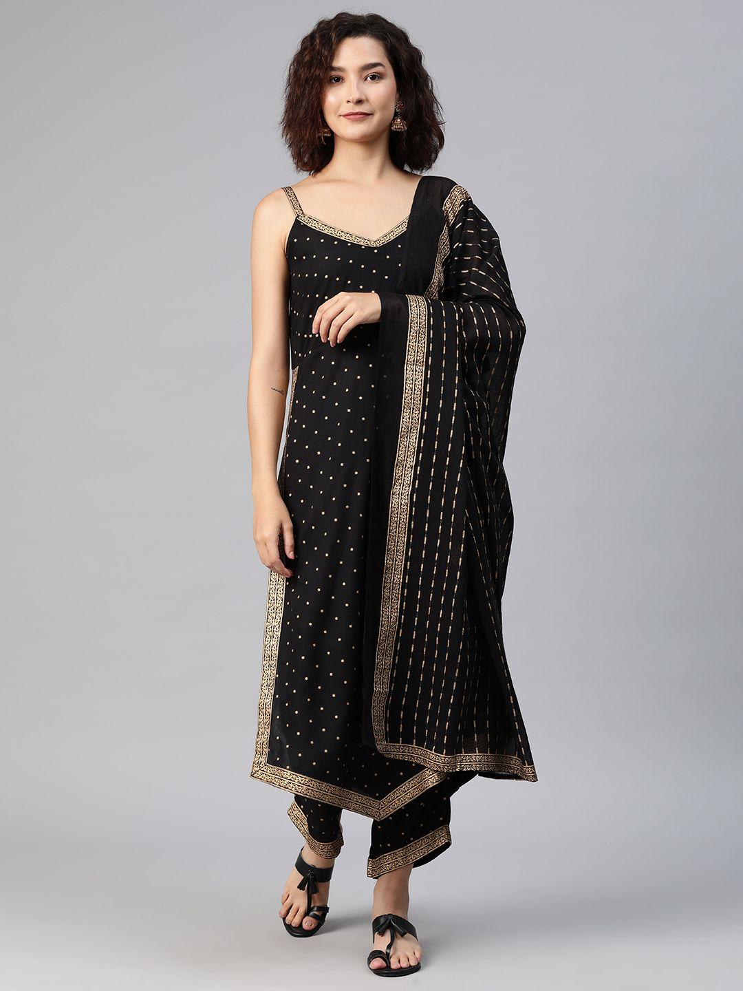 kalini women ethnic motifs printed regular kurta with trousers & with dupatta