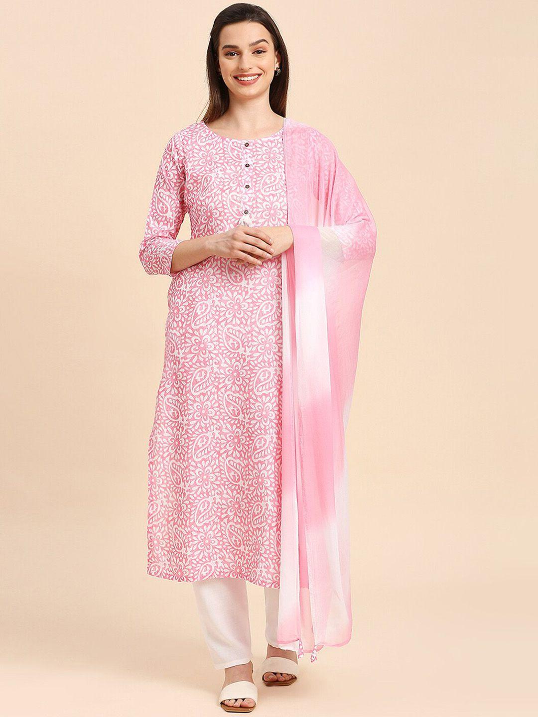 kalini women ethnic motifs printed regular kurta with trousers & with dupatta