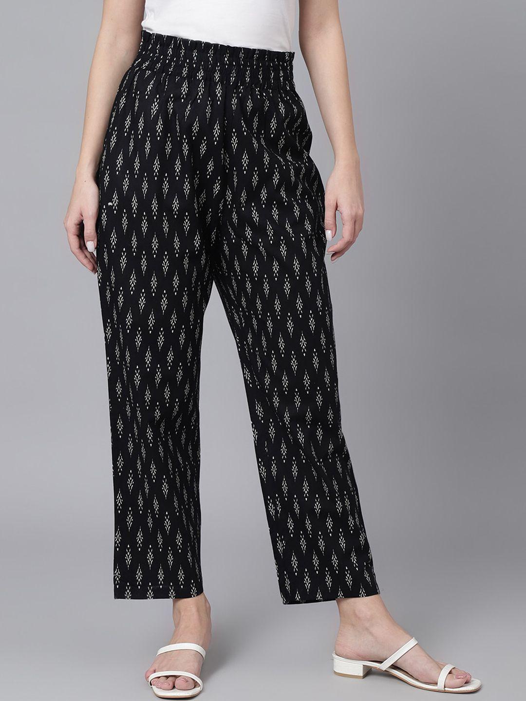 kalini women ethnic motifs printed relaxed easy wash parallel trousers