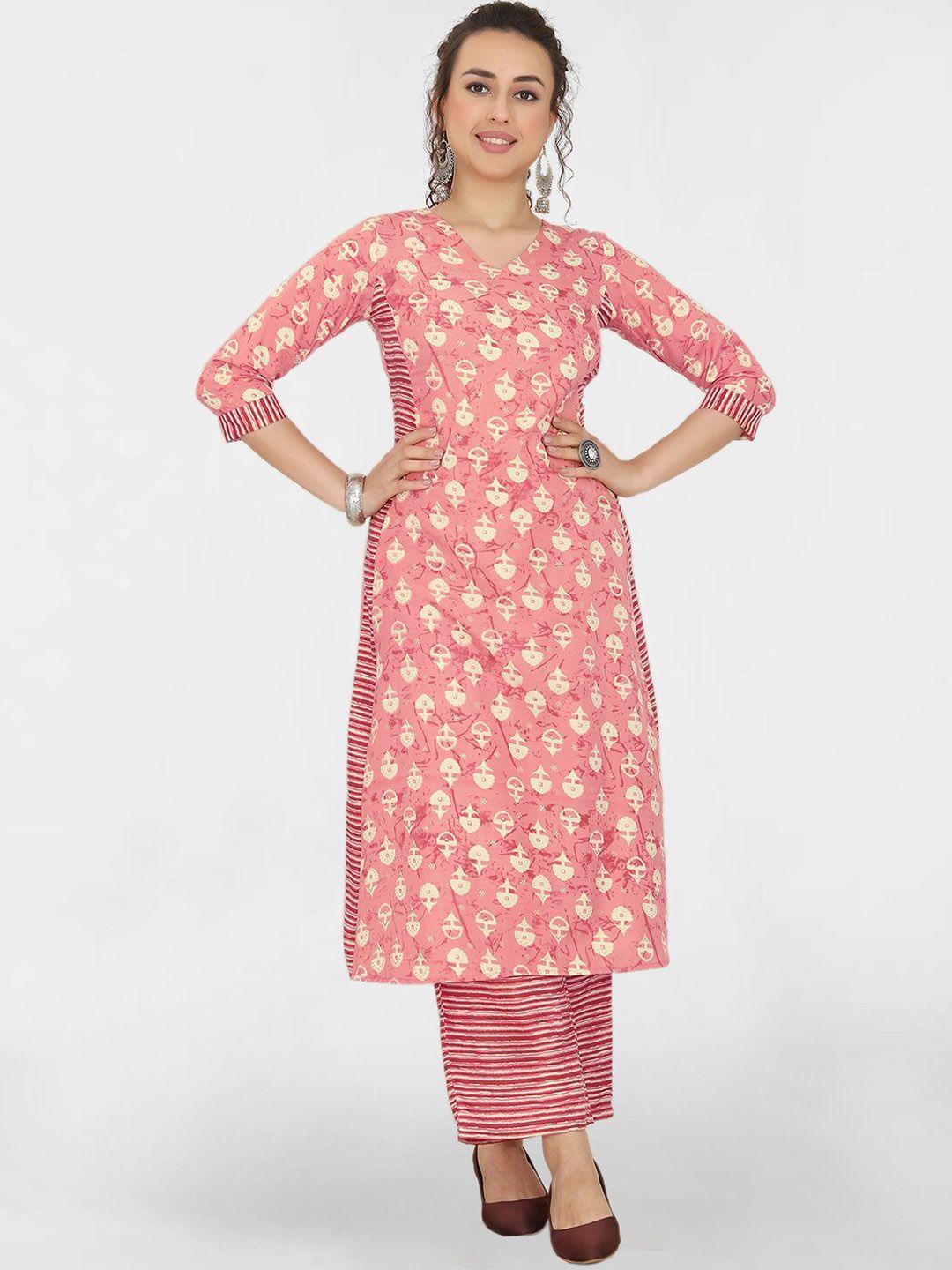 kalini women ethnic motifs printed straight kurta with trousers