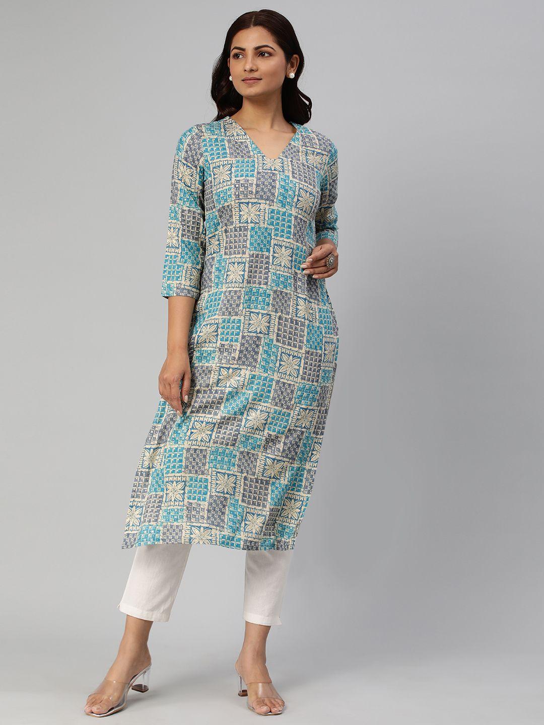 kalini women ethnic motifs printed straight kurta