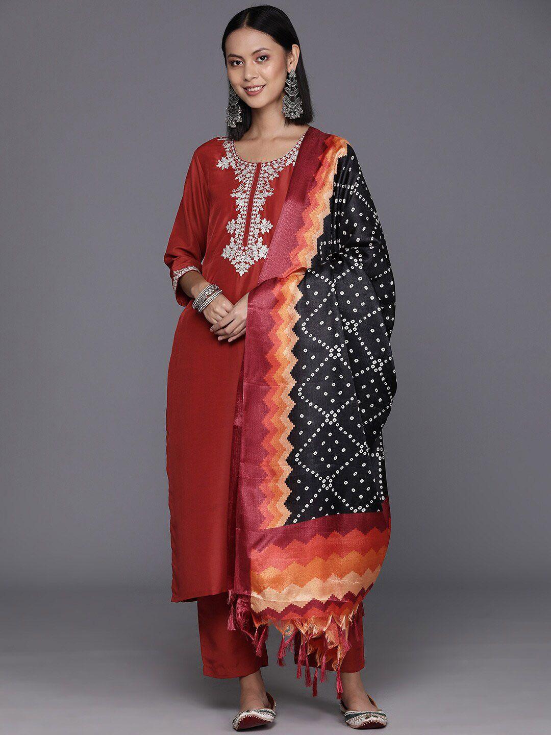 kalini women ethnic motifs yoke design regular thread work kurta with trousers & with dupatta