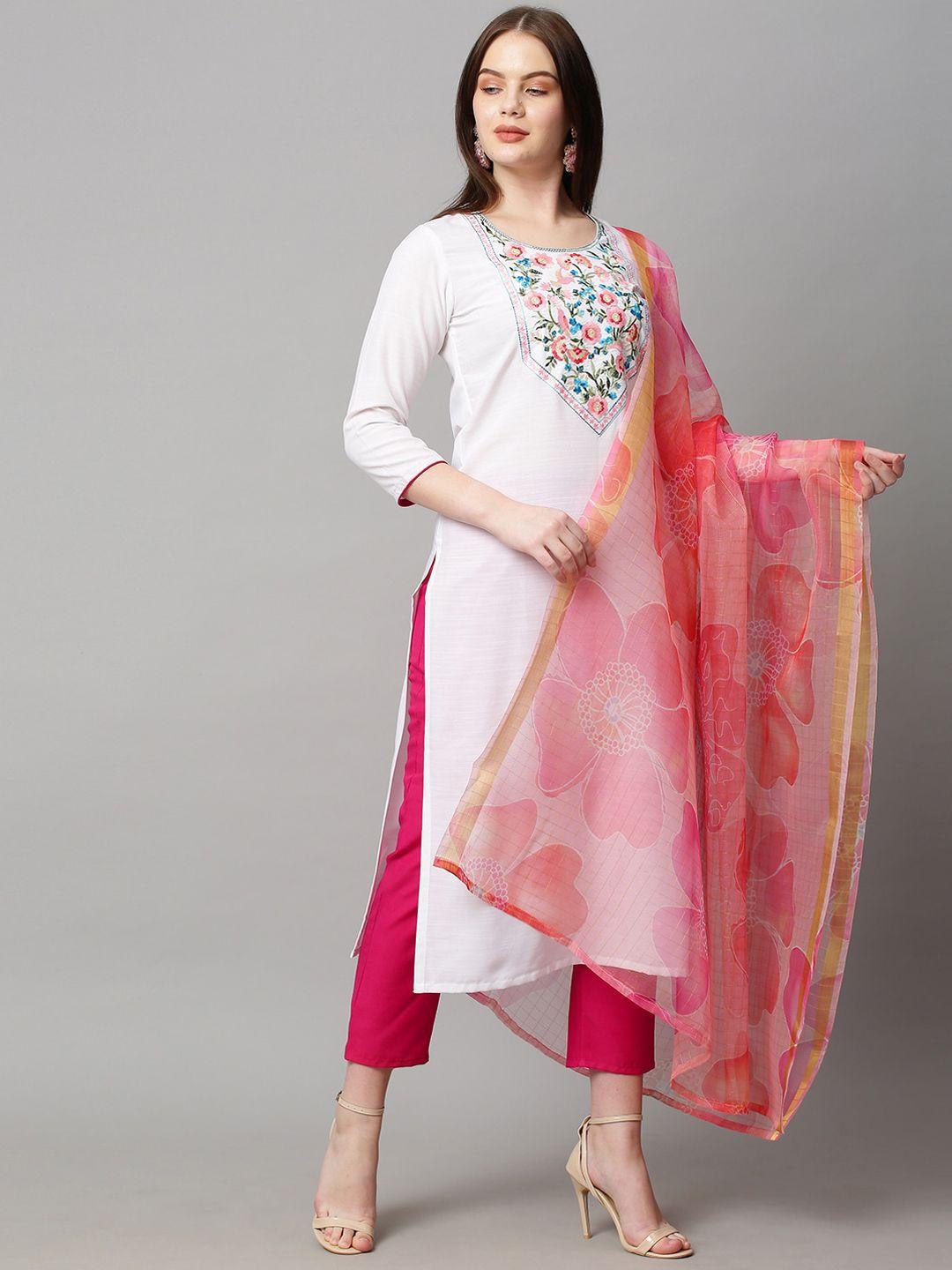 kalini women floral embroidered kurta with trousers & with dupatta
