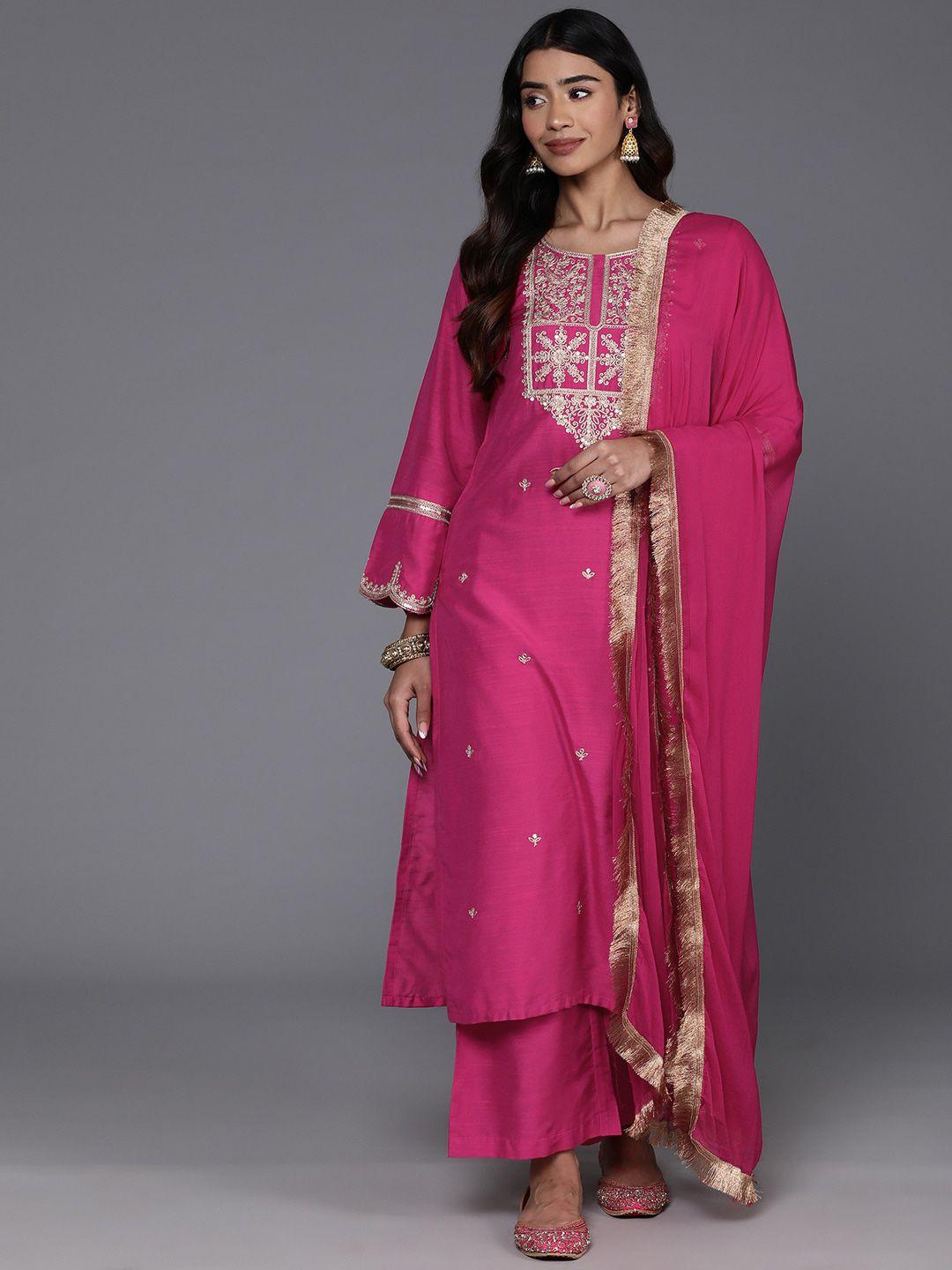 kalini women floral embroidered regular kurta with trousers & with dupatta