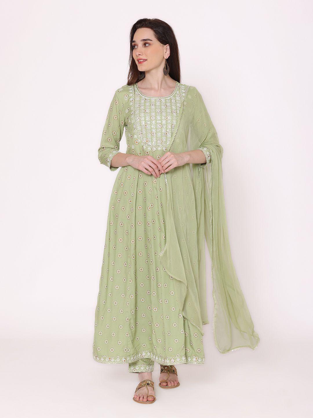 kalini women floral embroidered thread work kurta with trousers & with dupatta