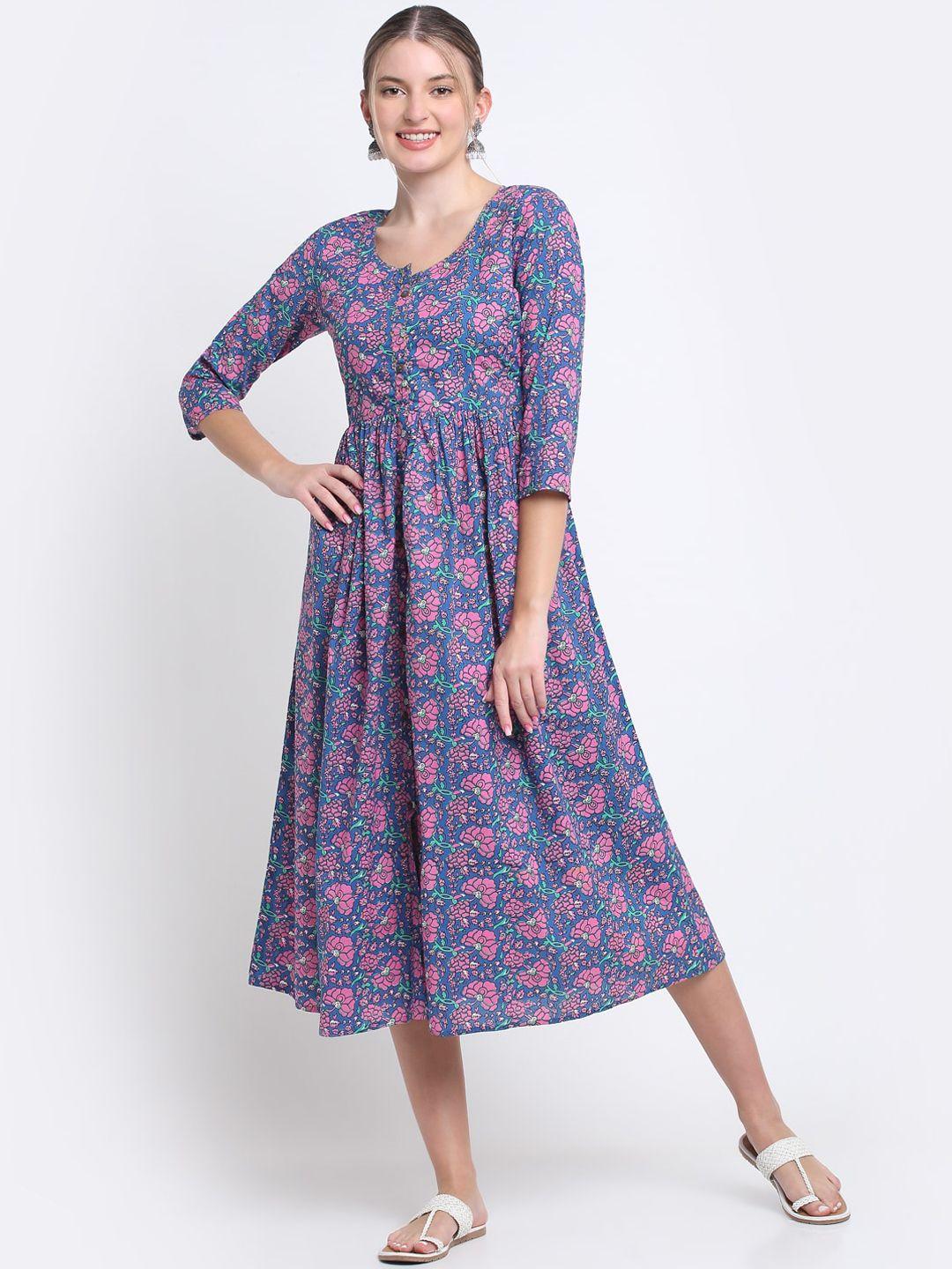 kalini women floral printed a-line cotton dress