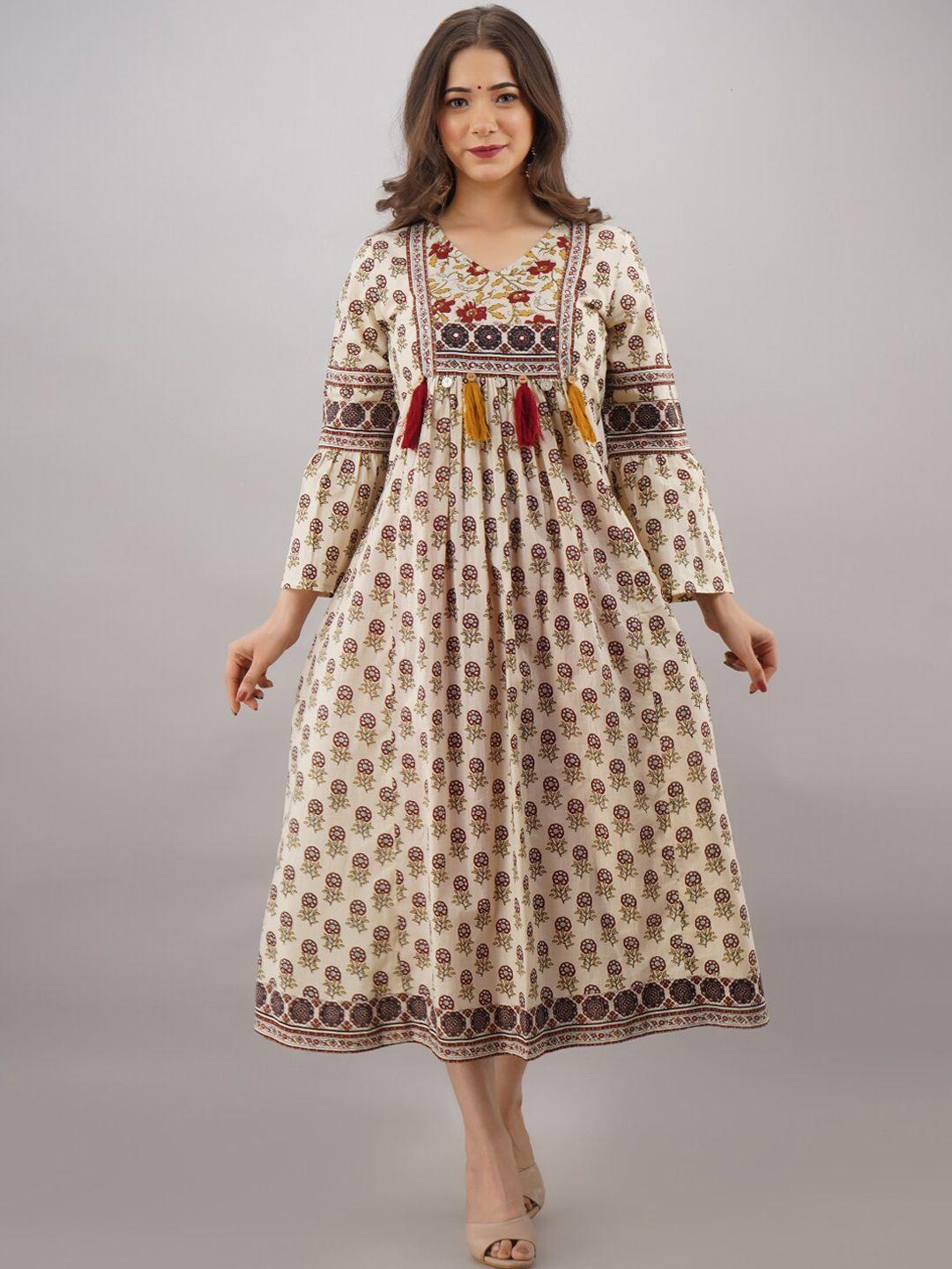 kalini women floral printed cotton maxi dress