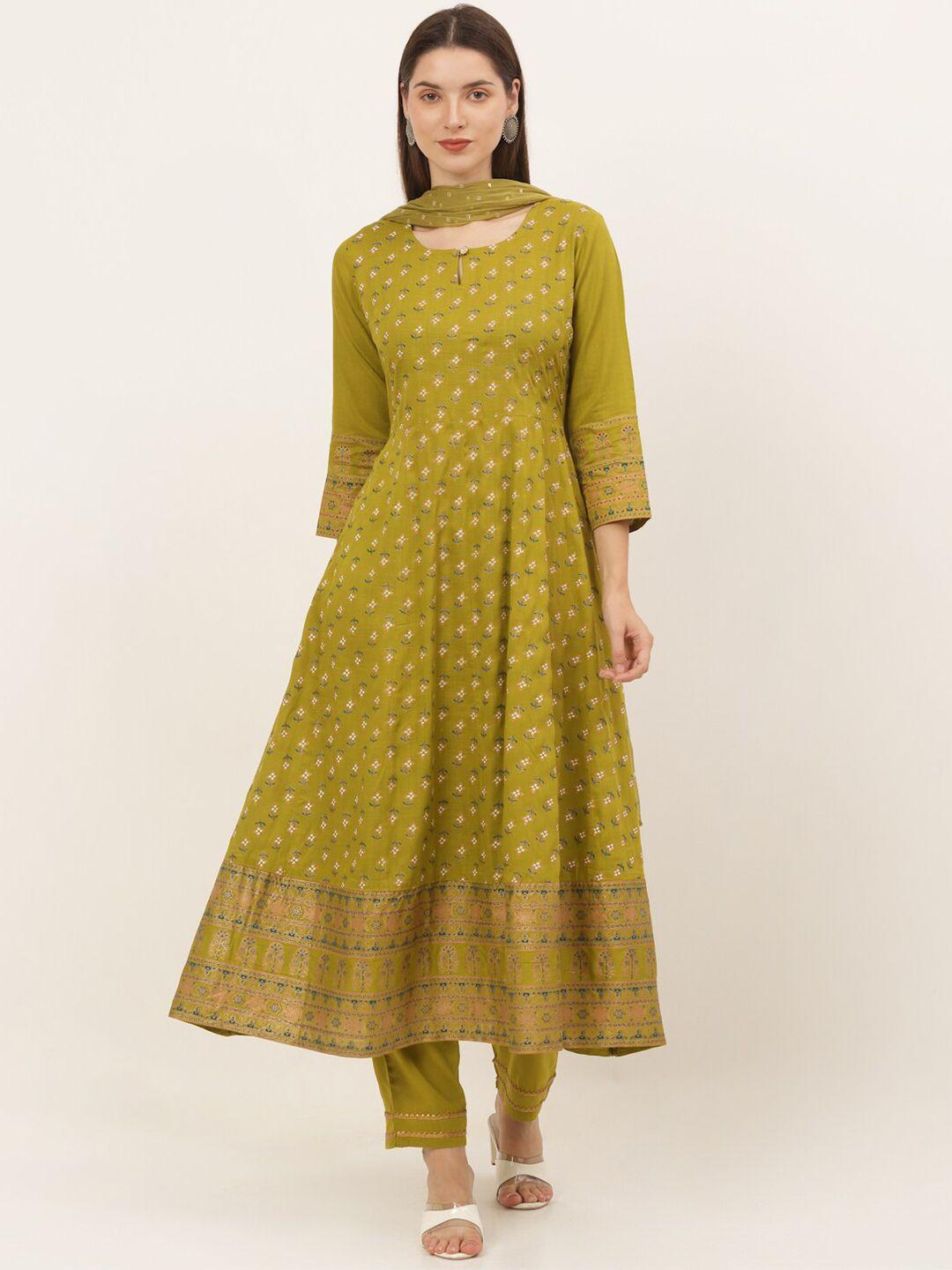 kalini women floral printed empire kurta with trousers & with dupatta