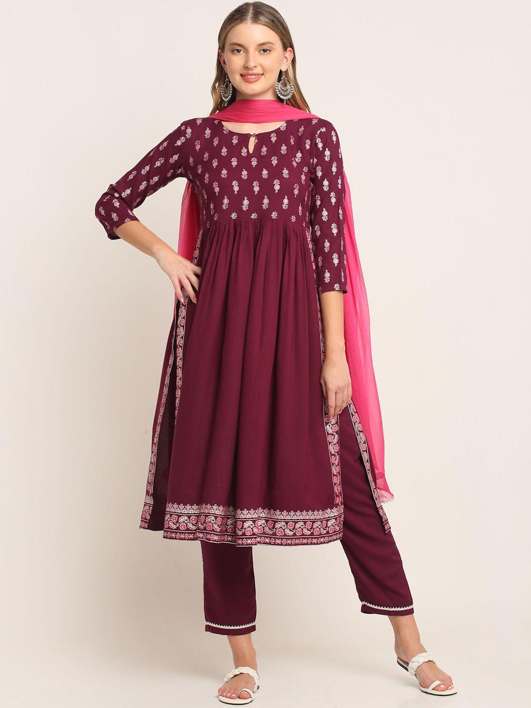 kalini women floral printed kurta with trousers & with dupatta