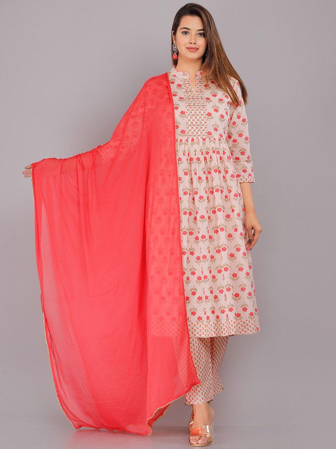 kalini women floral printed kurta with trousers & with dupatta