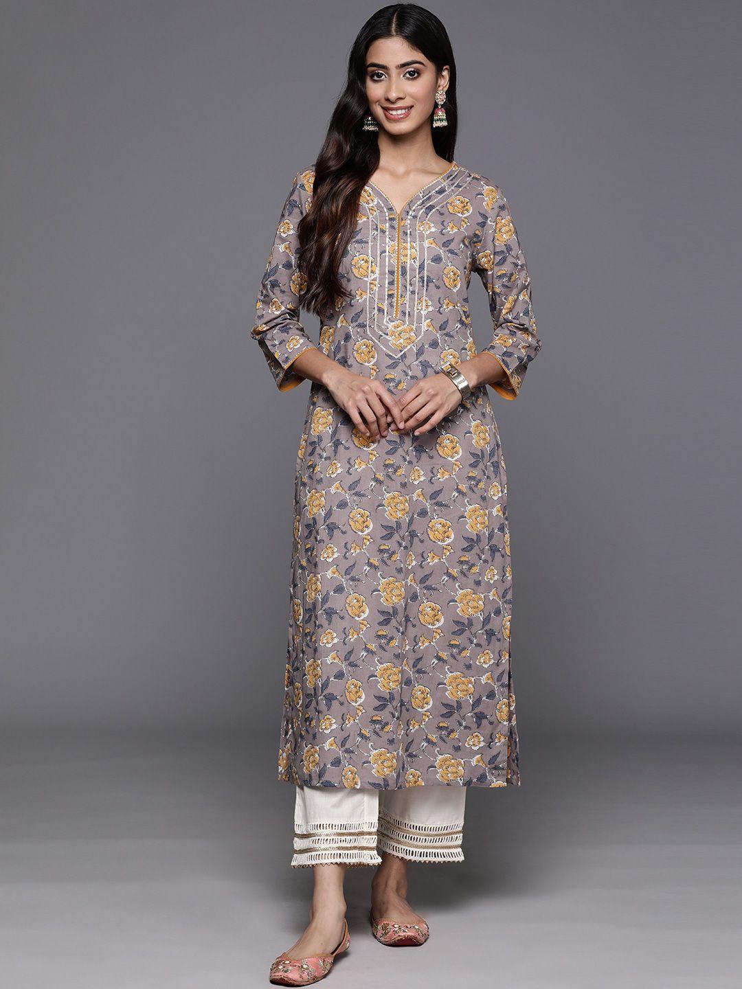 kalini women floral printed mirror work kurta