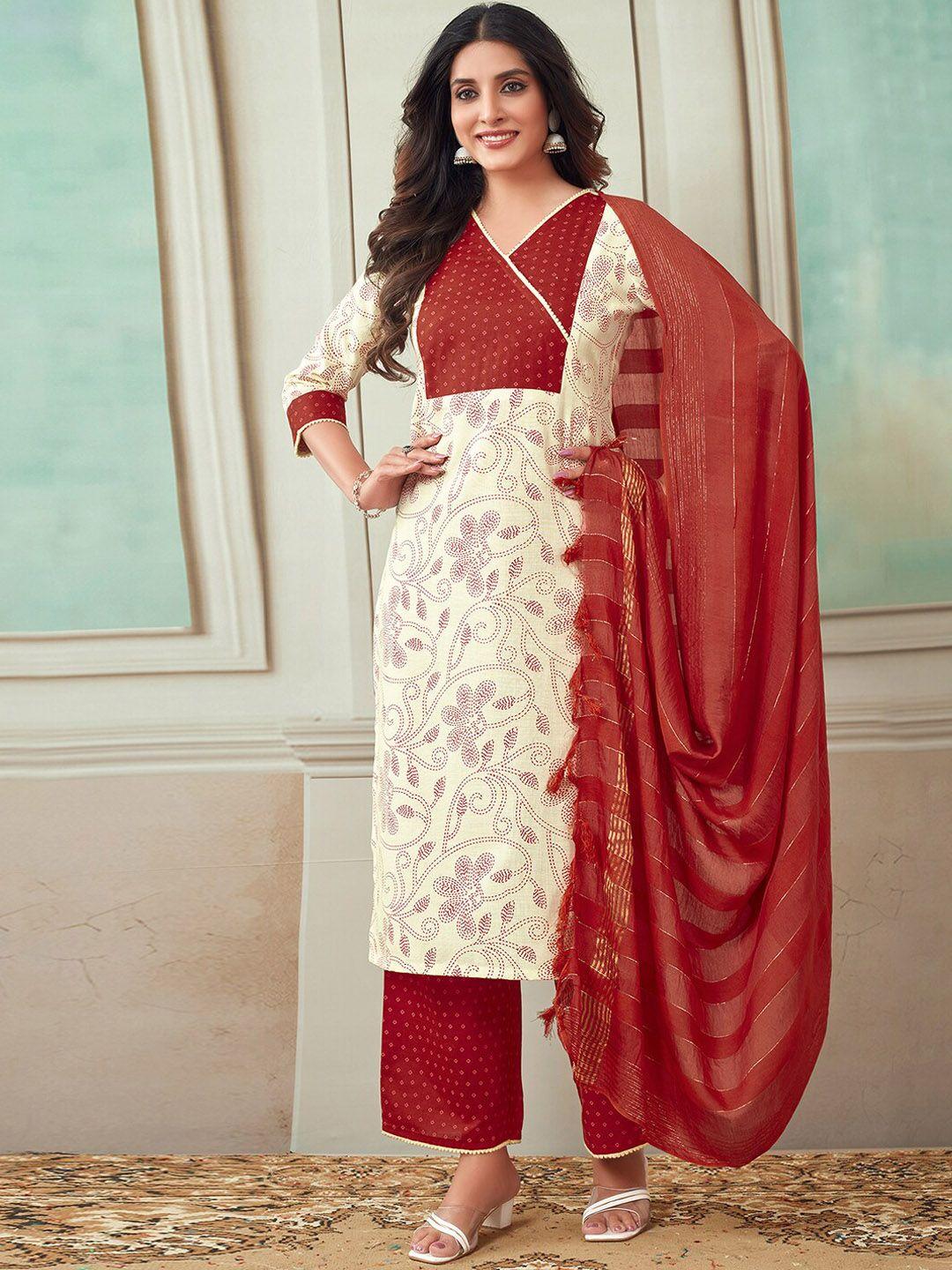 kalini women floral printed regular kurta with palazzos & with dupatta