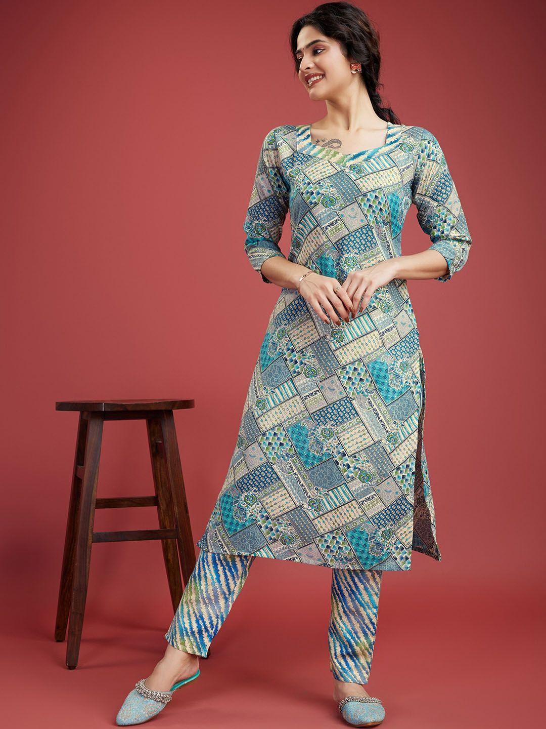 kalini women floral printed regular kurti with trousers