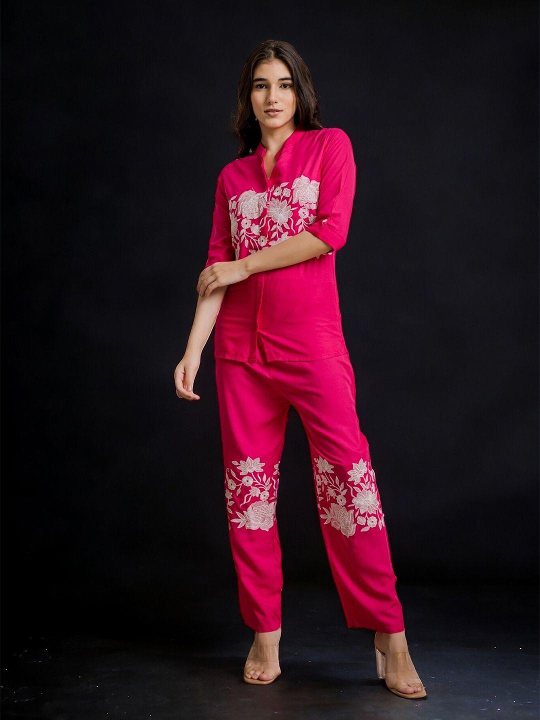 kalini women floral printed shirt with trousers