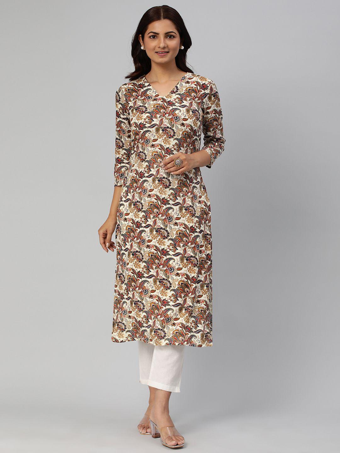 kalini women floral printed straight kurta