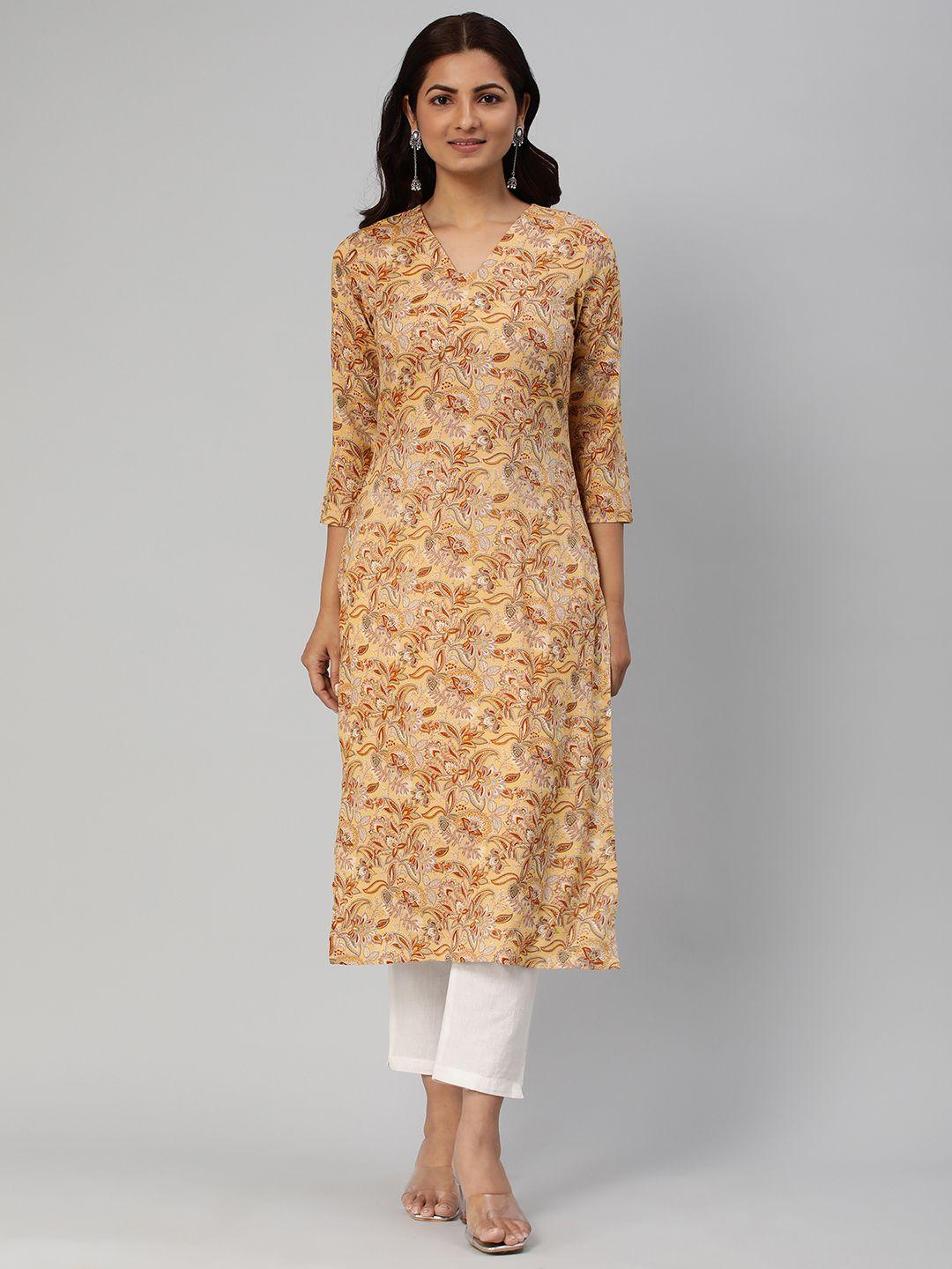 kalini women floral printed straight kurta