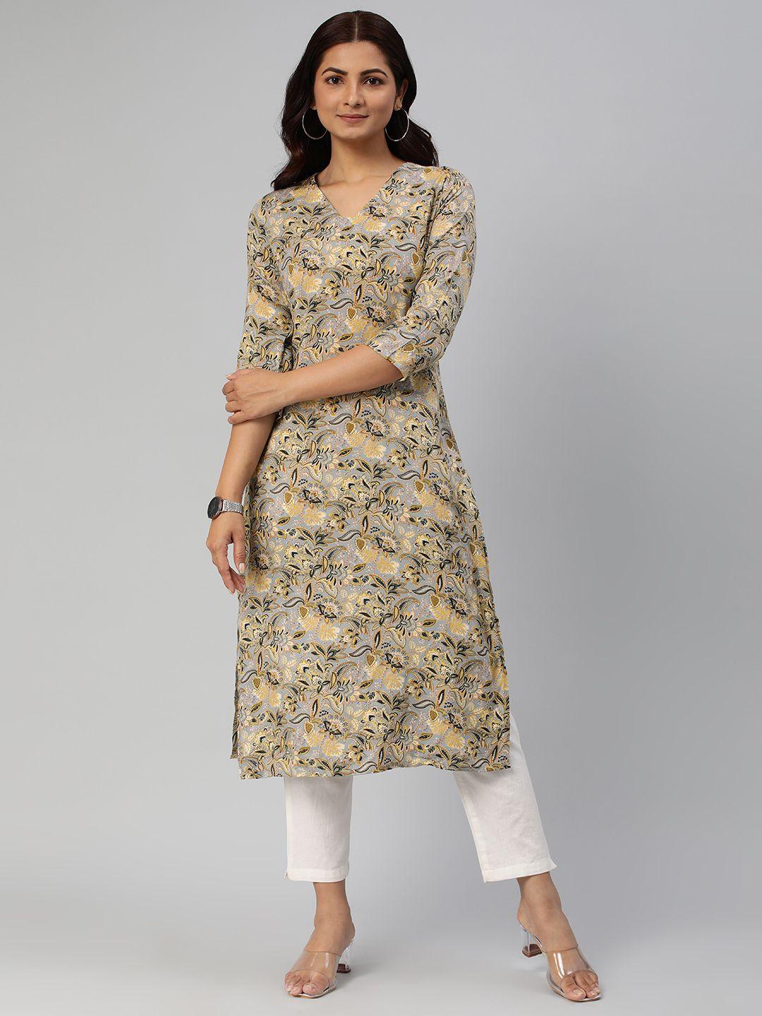 kalini women floral printed straight kurta