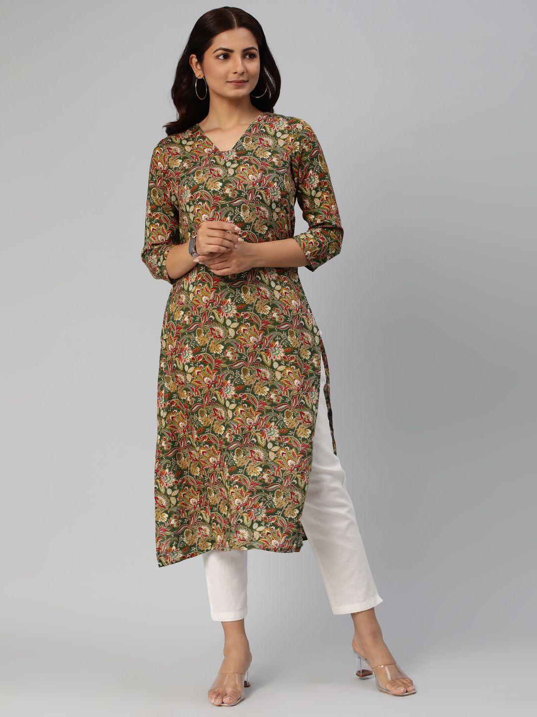 kalini women floral printed straight kurta