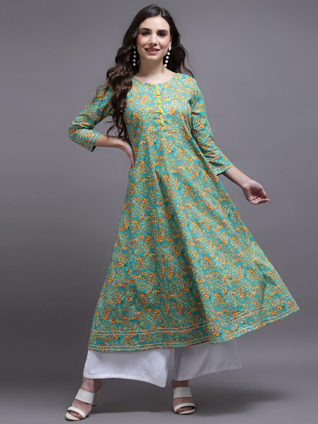 kalini women green floral printed kurta