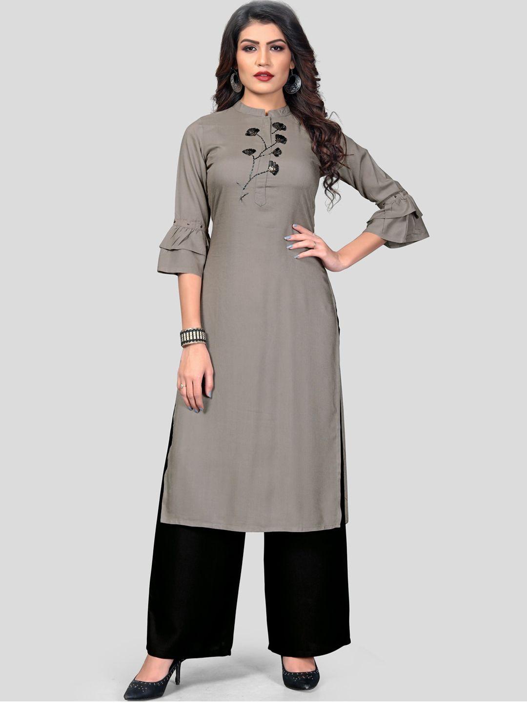 kalini women grey & black yoke design kurta with palazzos