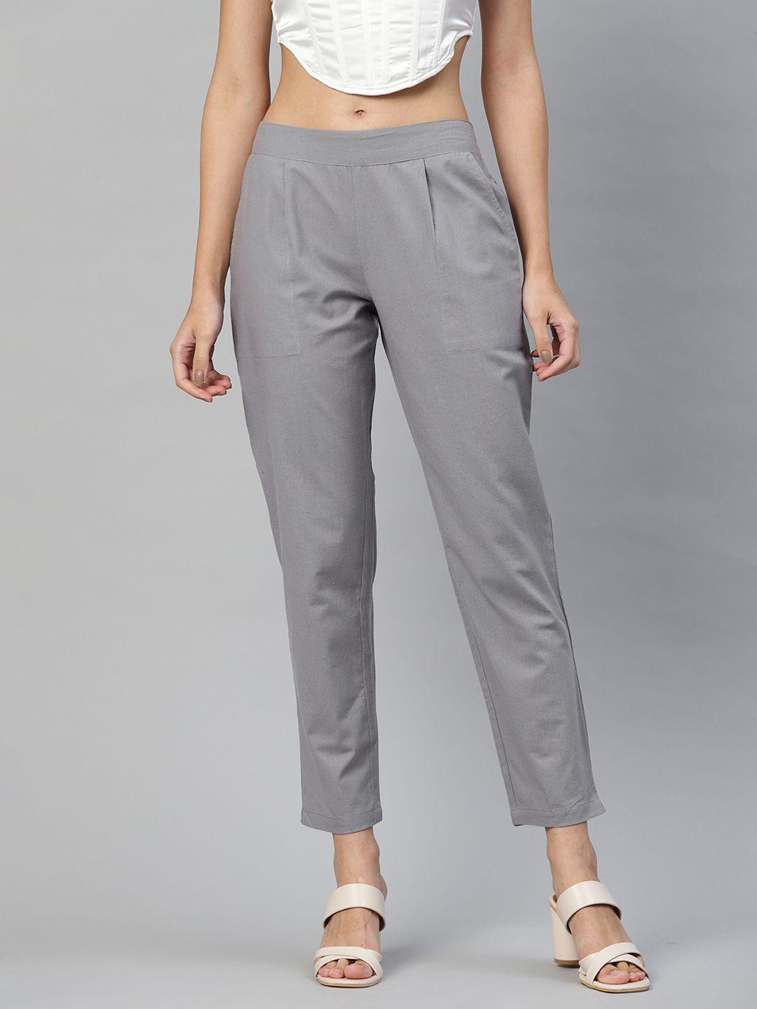kalini women grey pleated trousers
