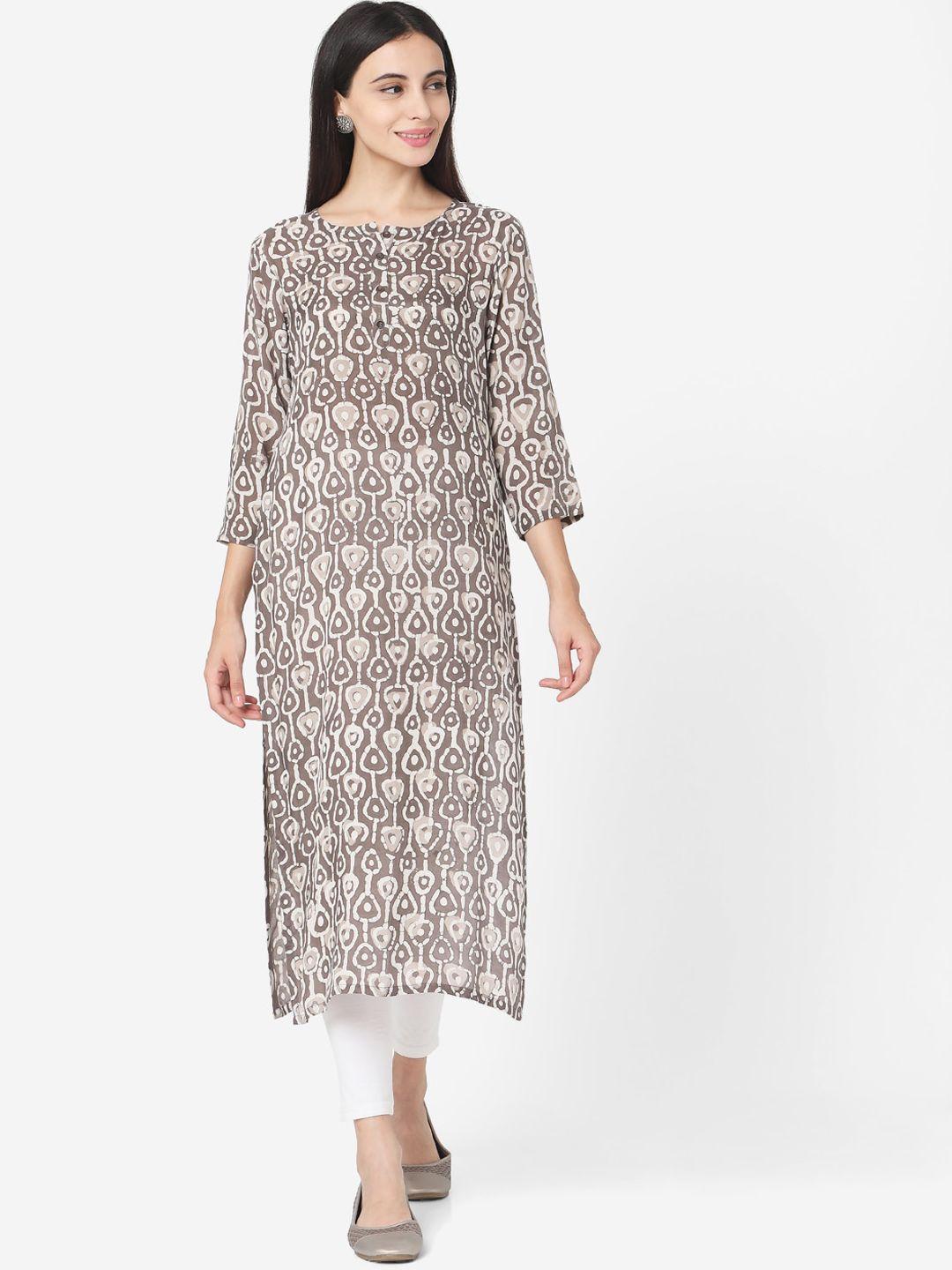 kalini women grey printed sequinned kurta