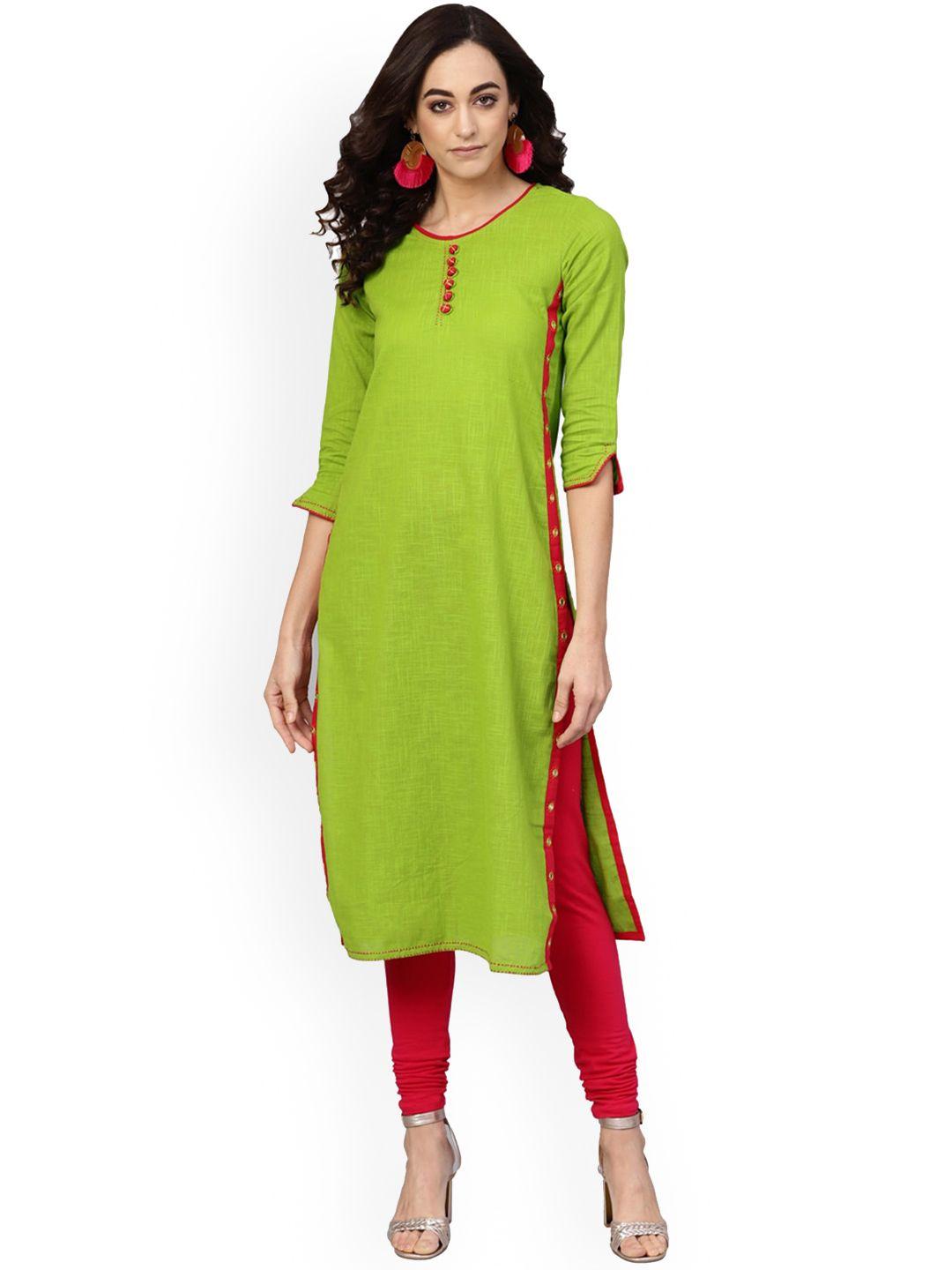 kalini women keyhole neck mirror work pathani kurta